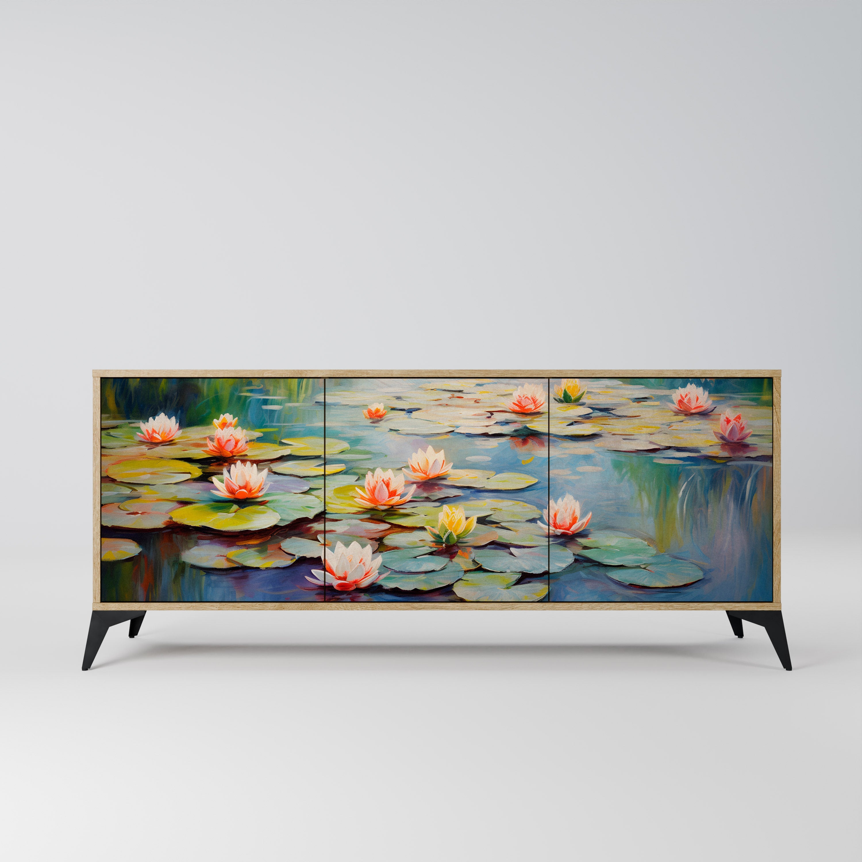 BLOOMING WATERS Aparador de 3 Portas em Efeito Carvalho