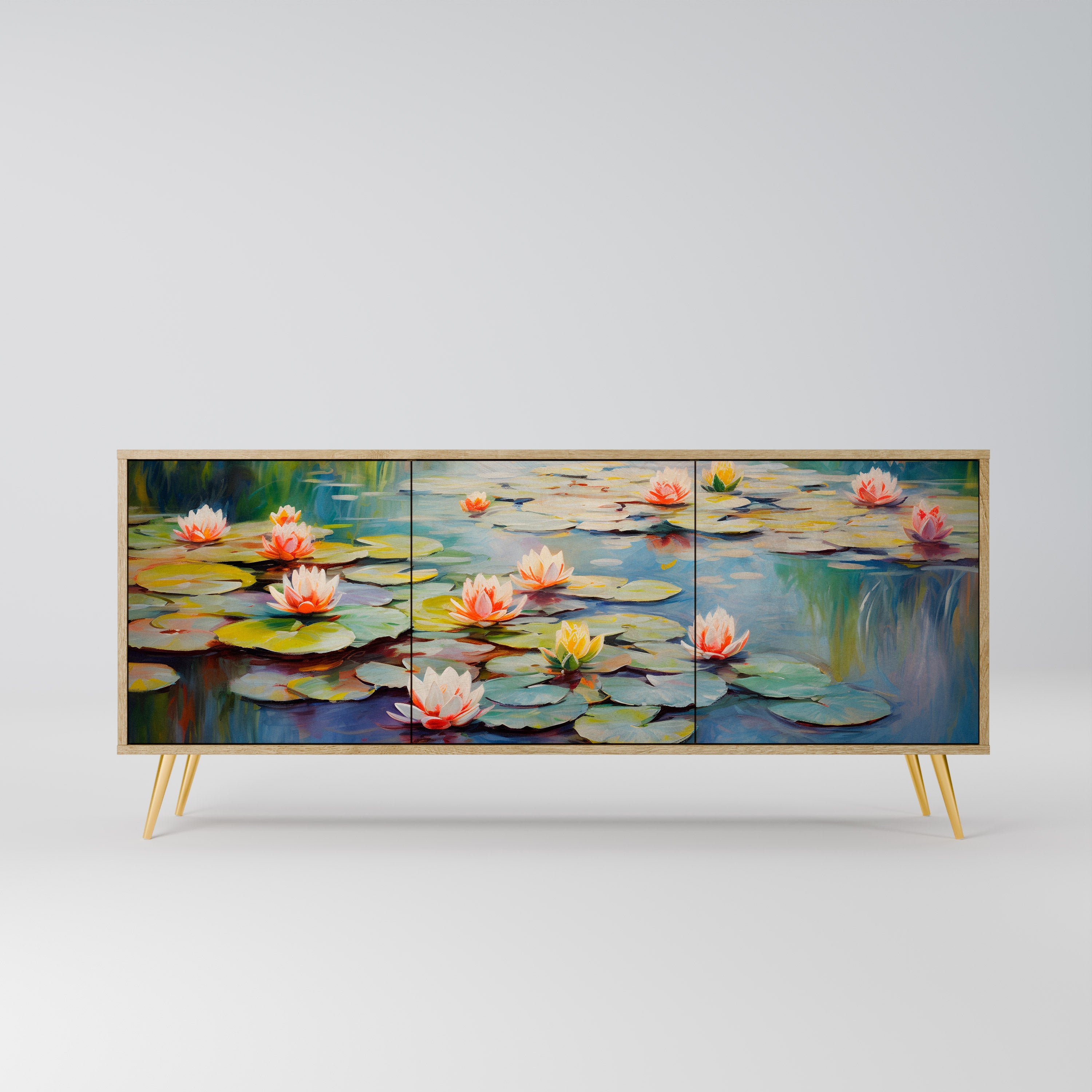 BLOOMING WATERS Aparador de 3 Portas em Efeito Carvalho