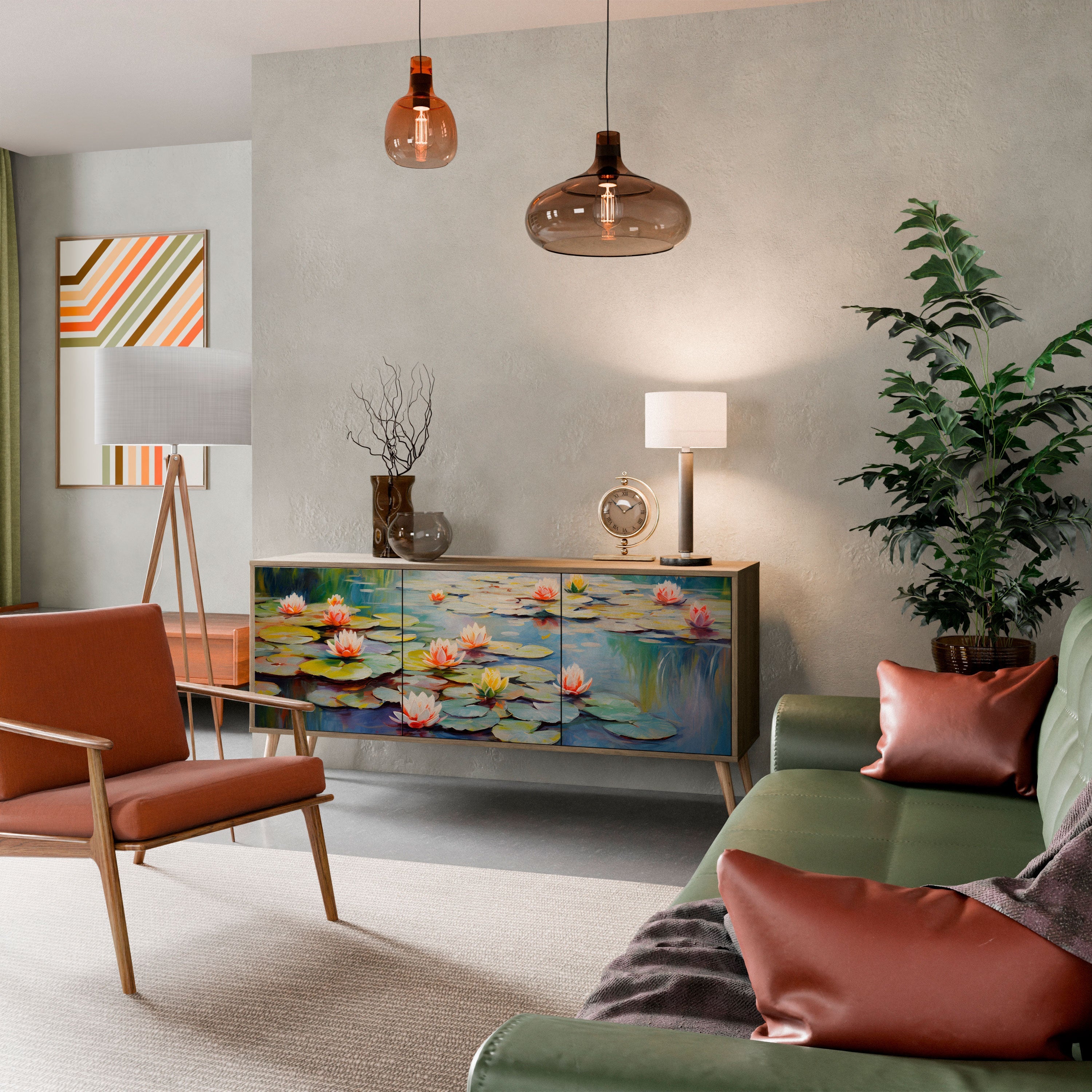 BLOOMING WATERS Aparador de 3 Portas em Efeito Carvalho