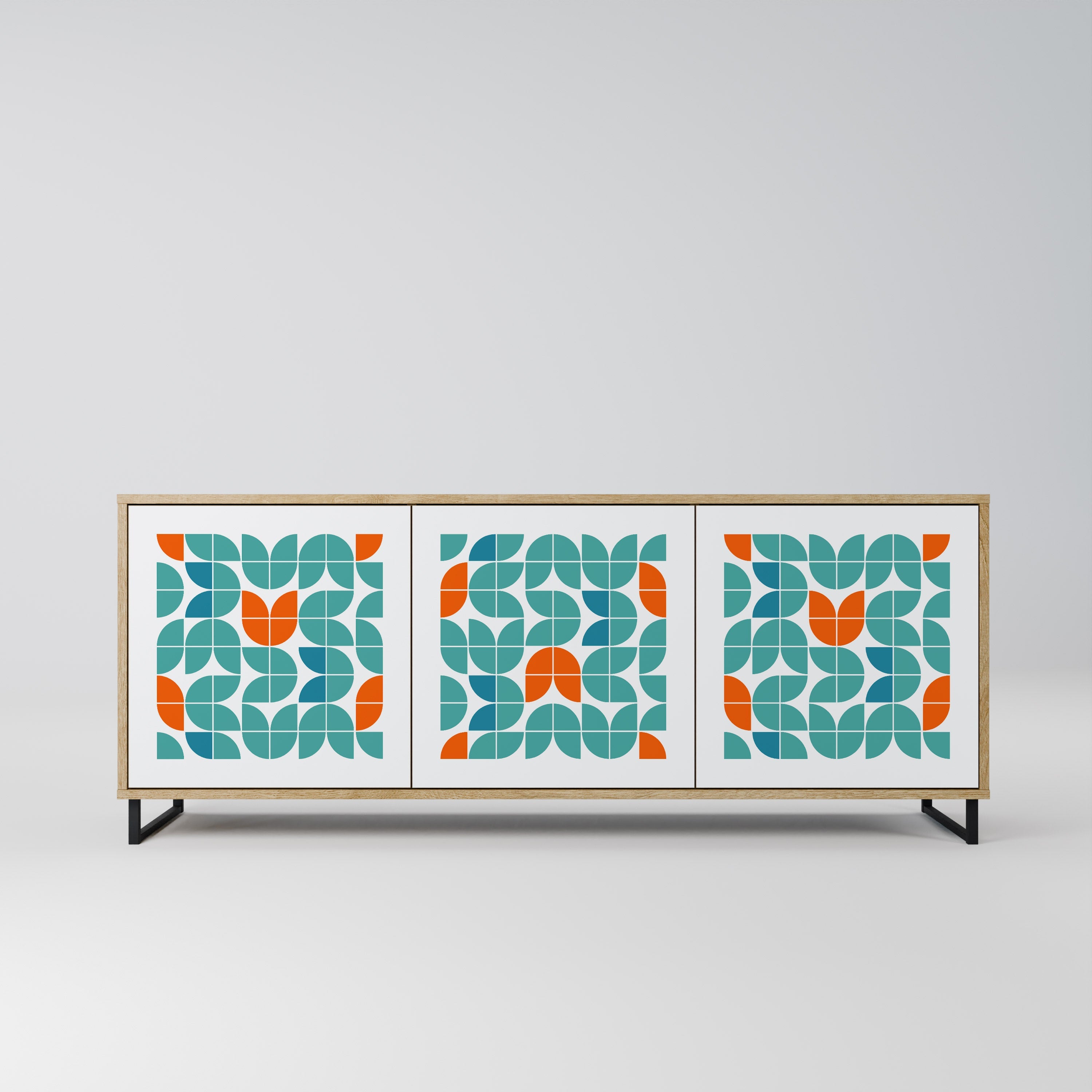 BE THE CHANGE Aparador de 3 Portas em Efeito Carvalho