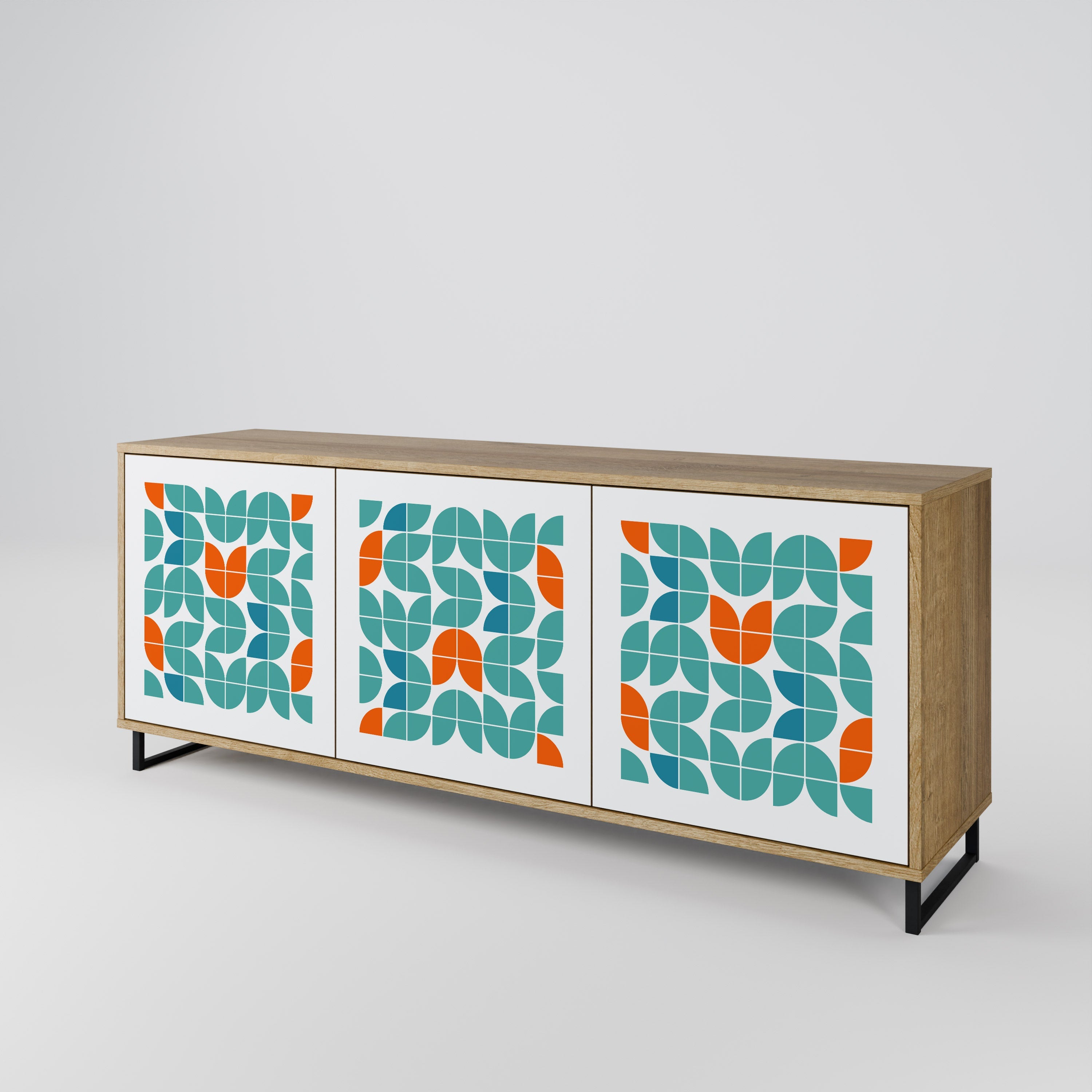 BE THE CHANGE Aparador de 3 Portas em Efeito Carvalho