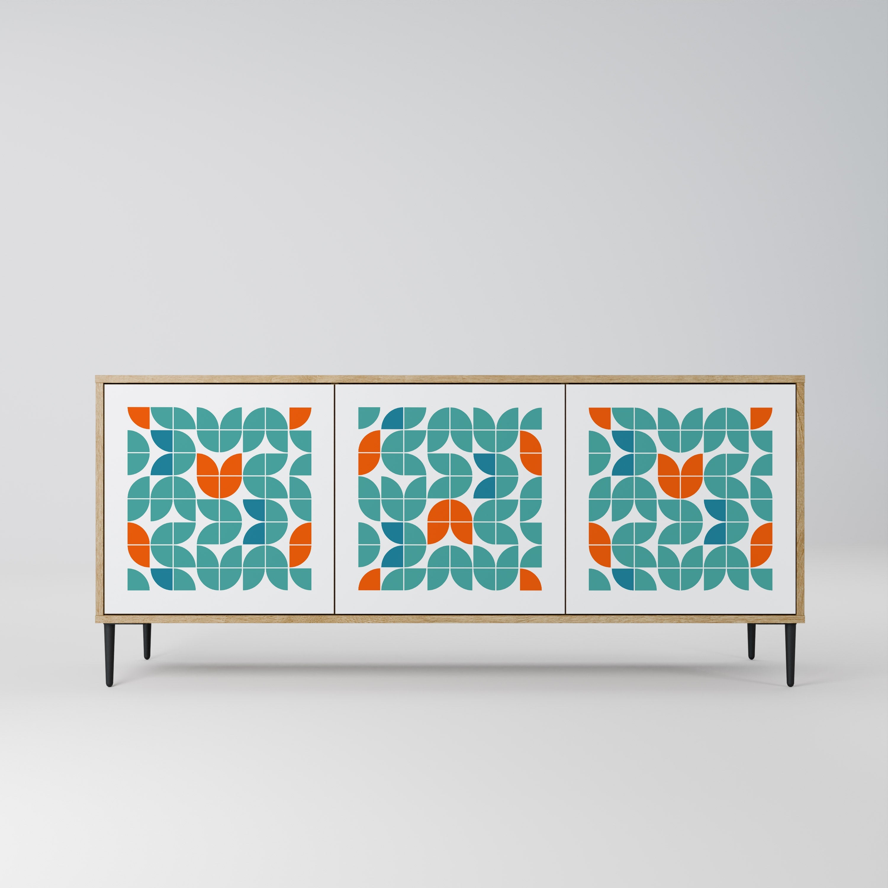 BE THE CHANGE Aparador de 3 Portas em Efeito Carvalho