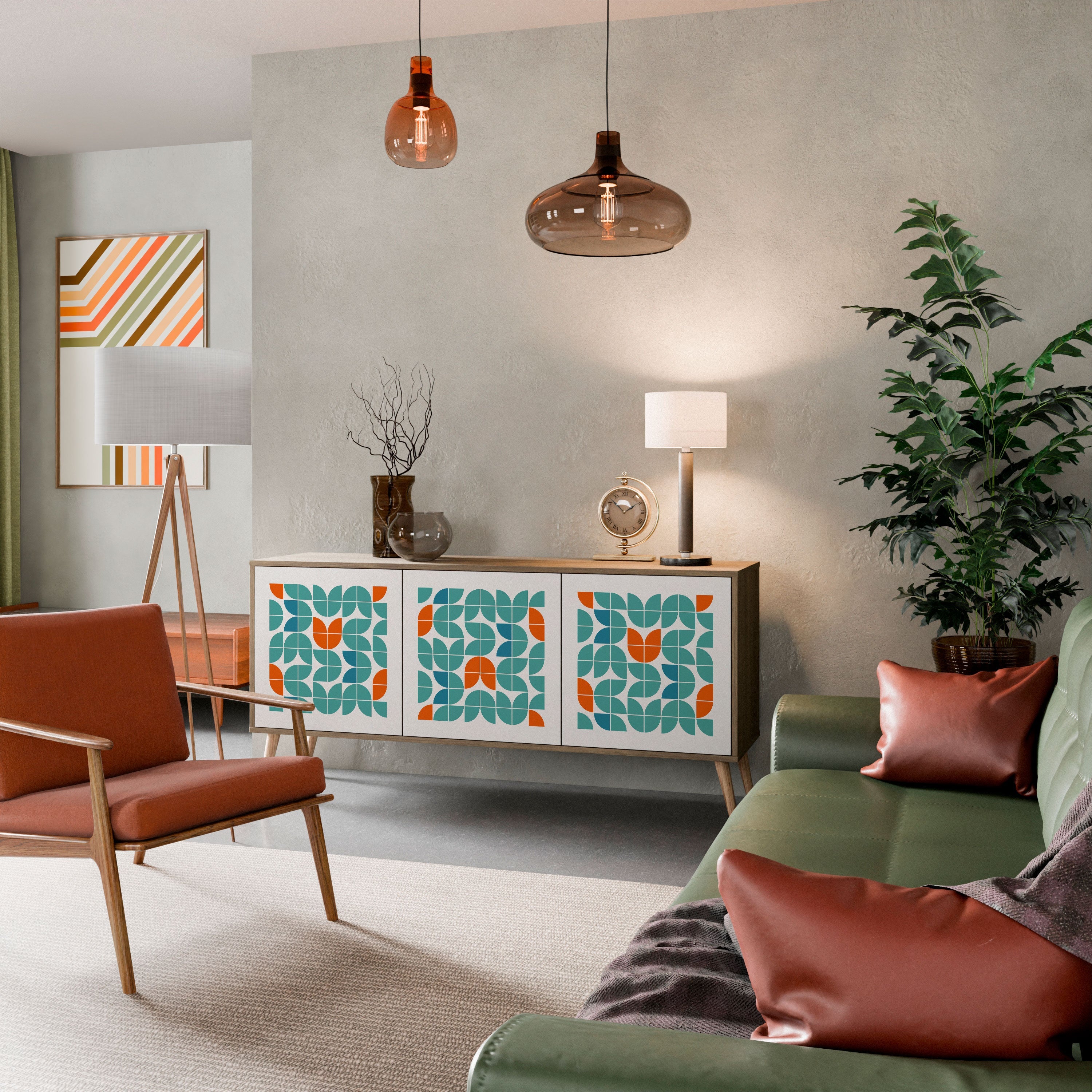 BE THE CHANGE Aparador de 3 Portas em Efeito Carvalho