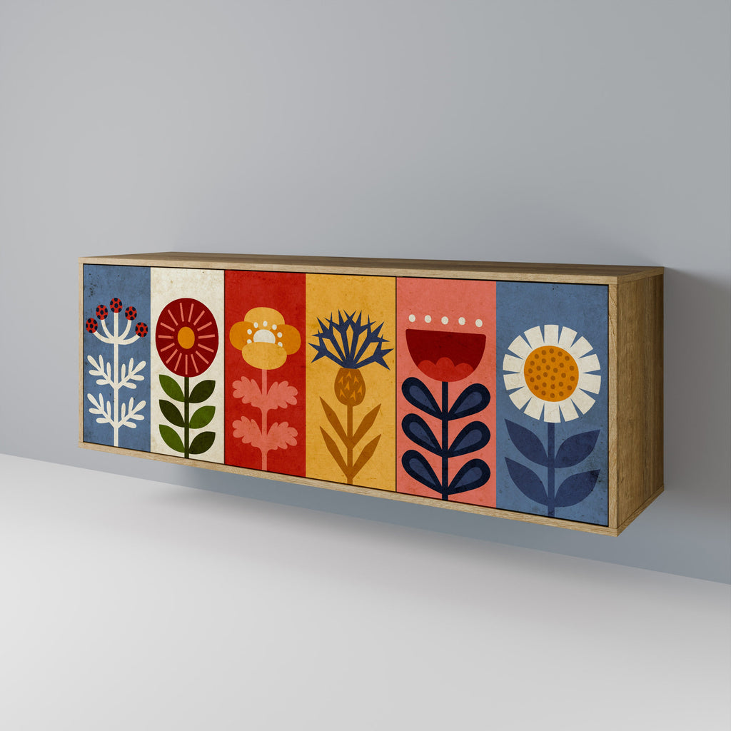 SCANDIC FLOWERET 3-Door Sideboard in Oak Effect