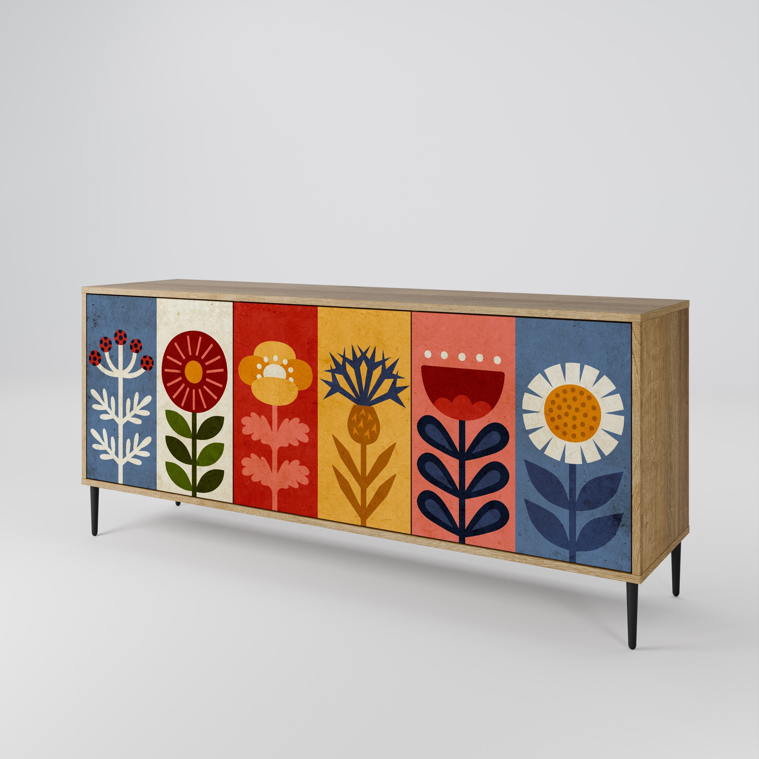 SCANDIC FLOWERET 3-Door Sideboard in Oak Effect