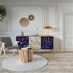 FLORAL COMBINATION Aparador de 3 Portas em Efeito Carvalho