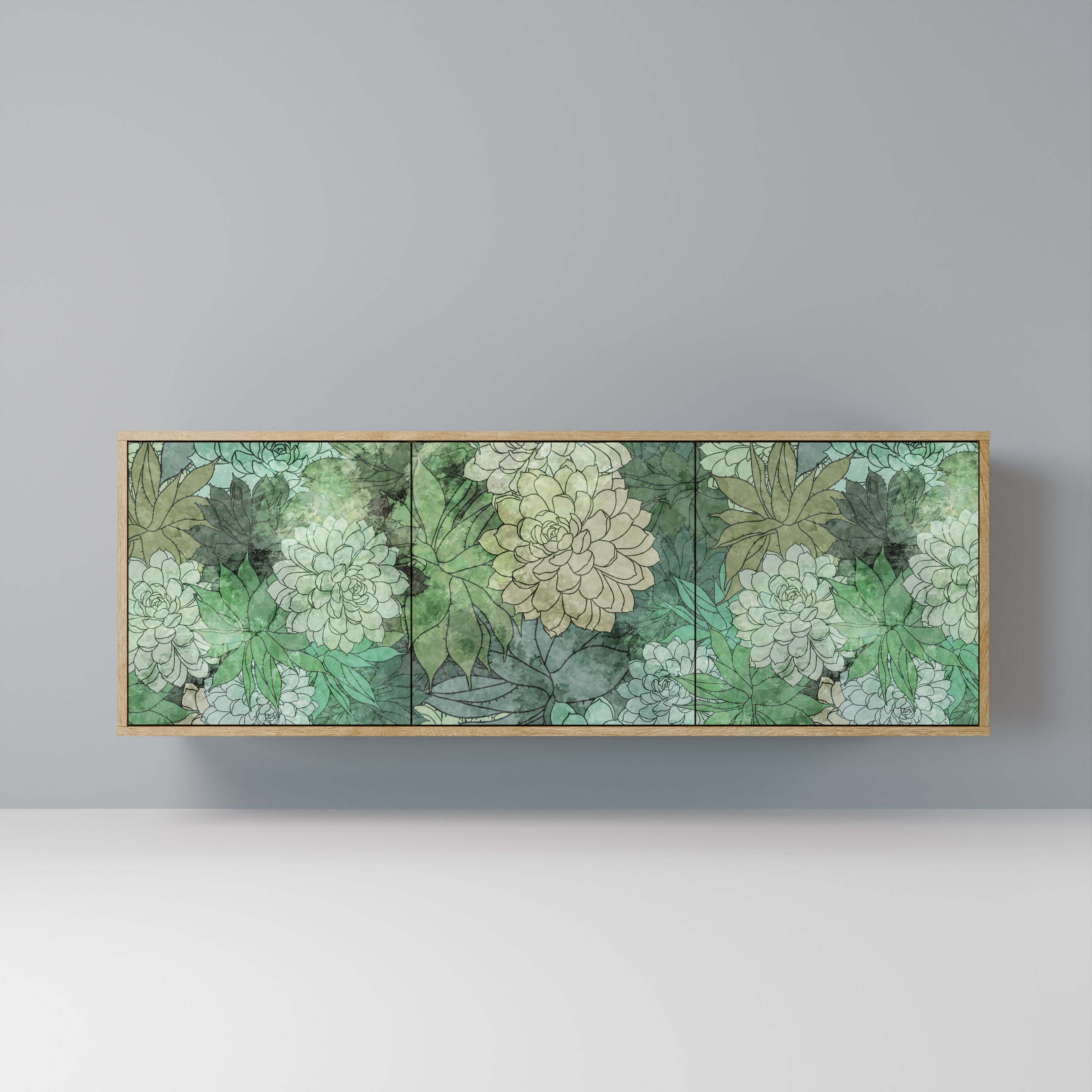 SUCCULENT CLUSTER Aparador de 3 Portas em Efeito Carvalho