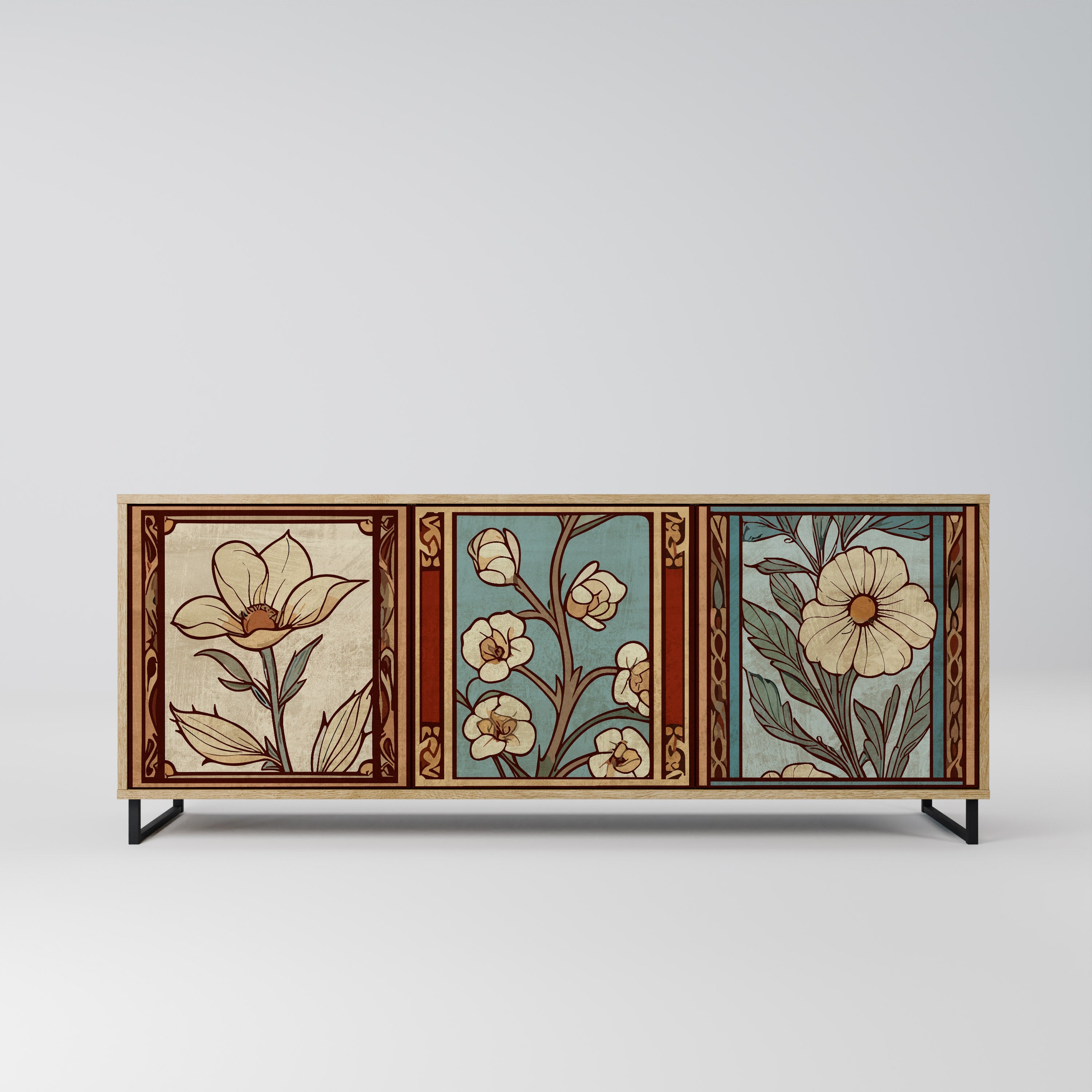 TIMELESS FLORA Aparador de 3 Portas em Efeito Carvalho