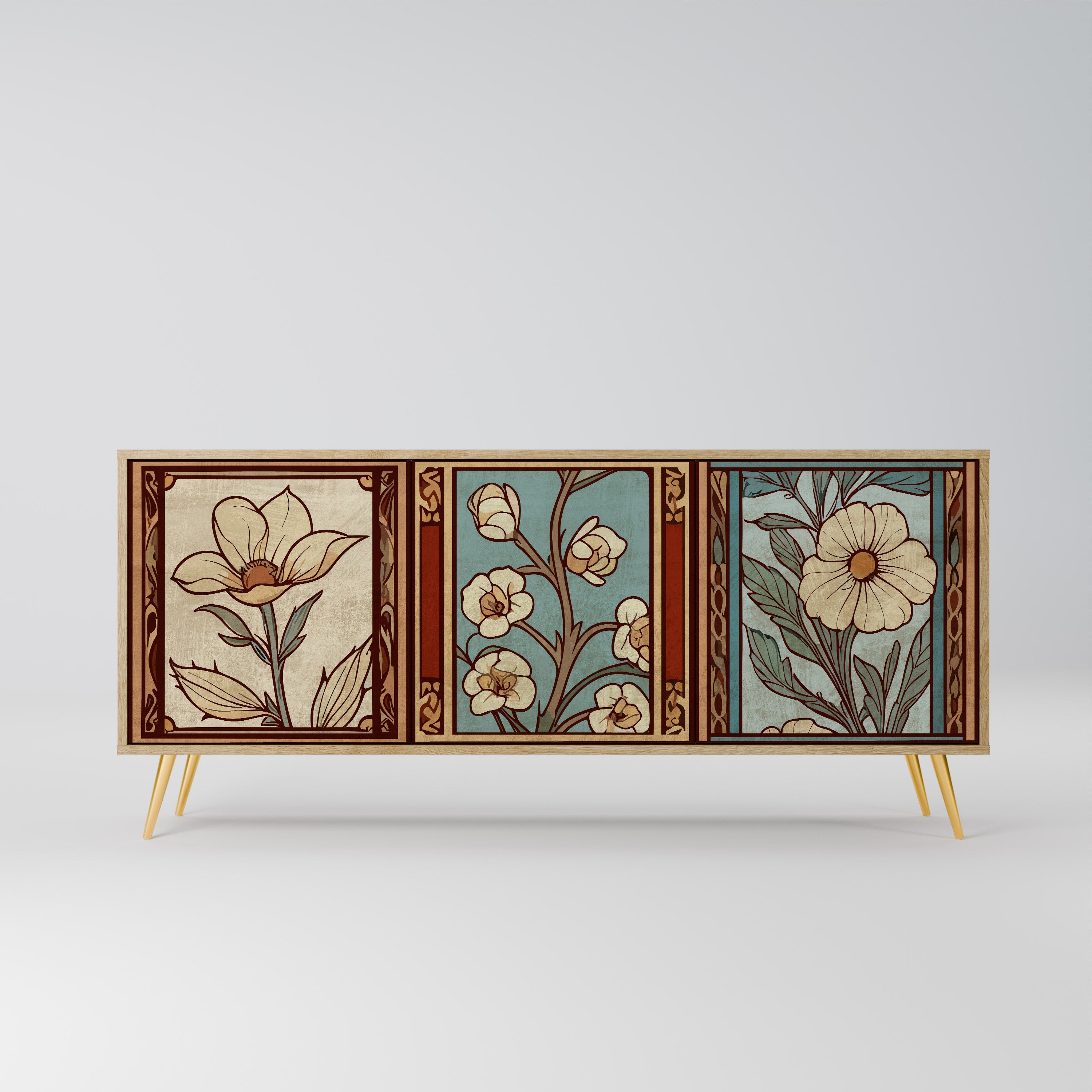 TIMELESS FLORA Aparador de 3 Portas em Efeito Carvalho