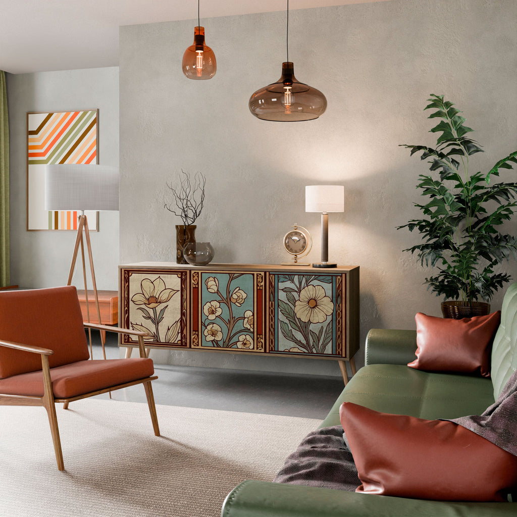 TIMELESS FLORA Aparador de 3 Portas em Efeito Carvalho