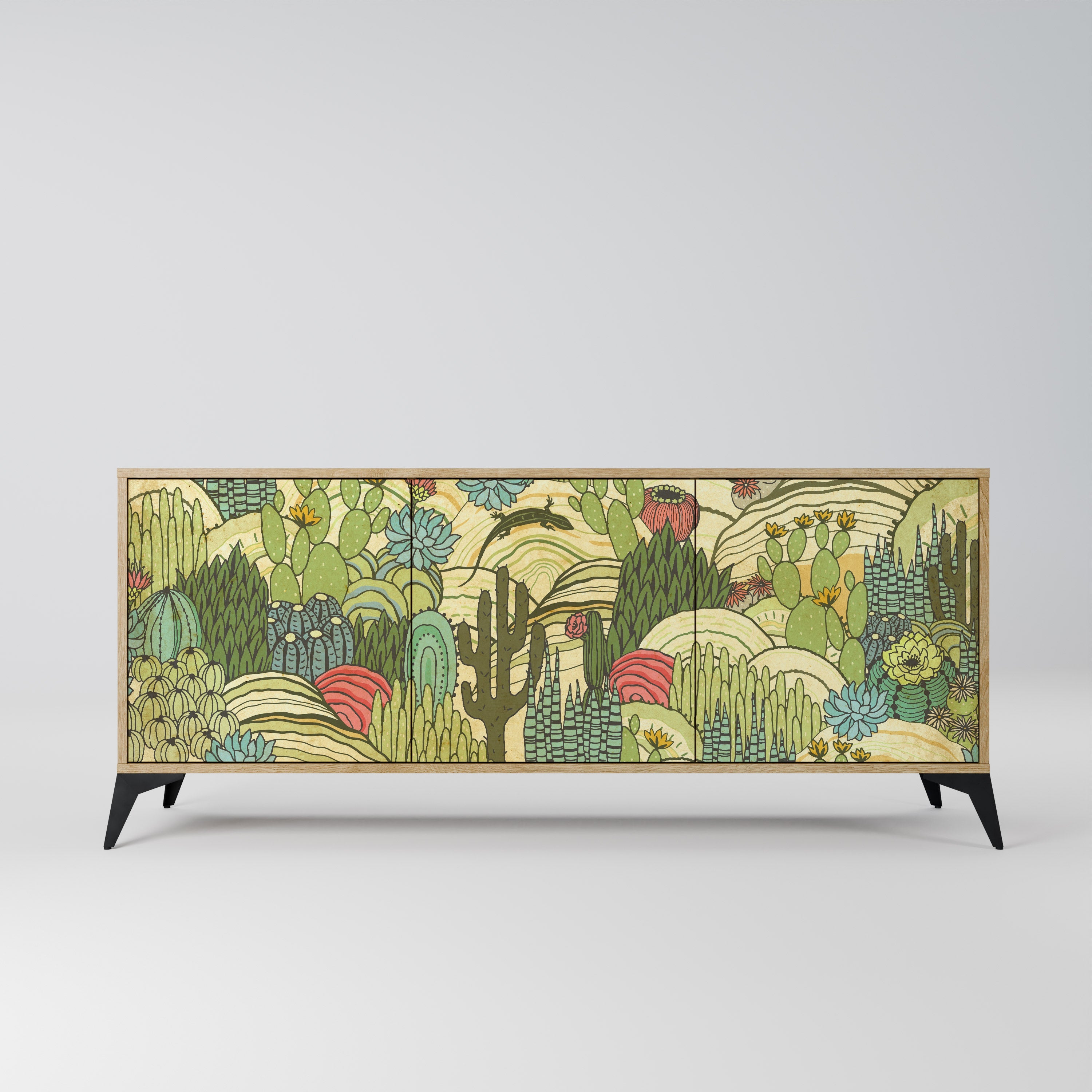 SUCCULENTS KALEIDOSCOPE Aparador de 3 Portas em Efeito Carvalho