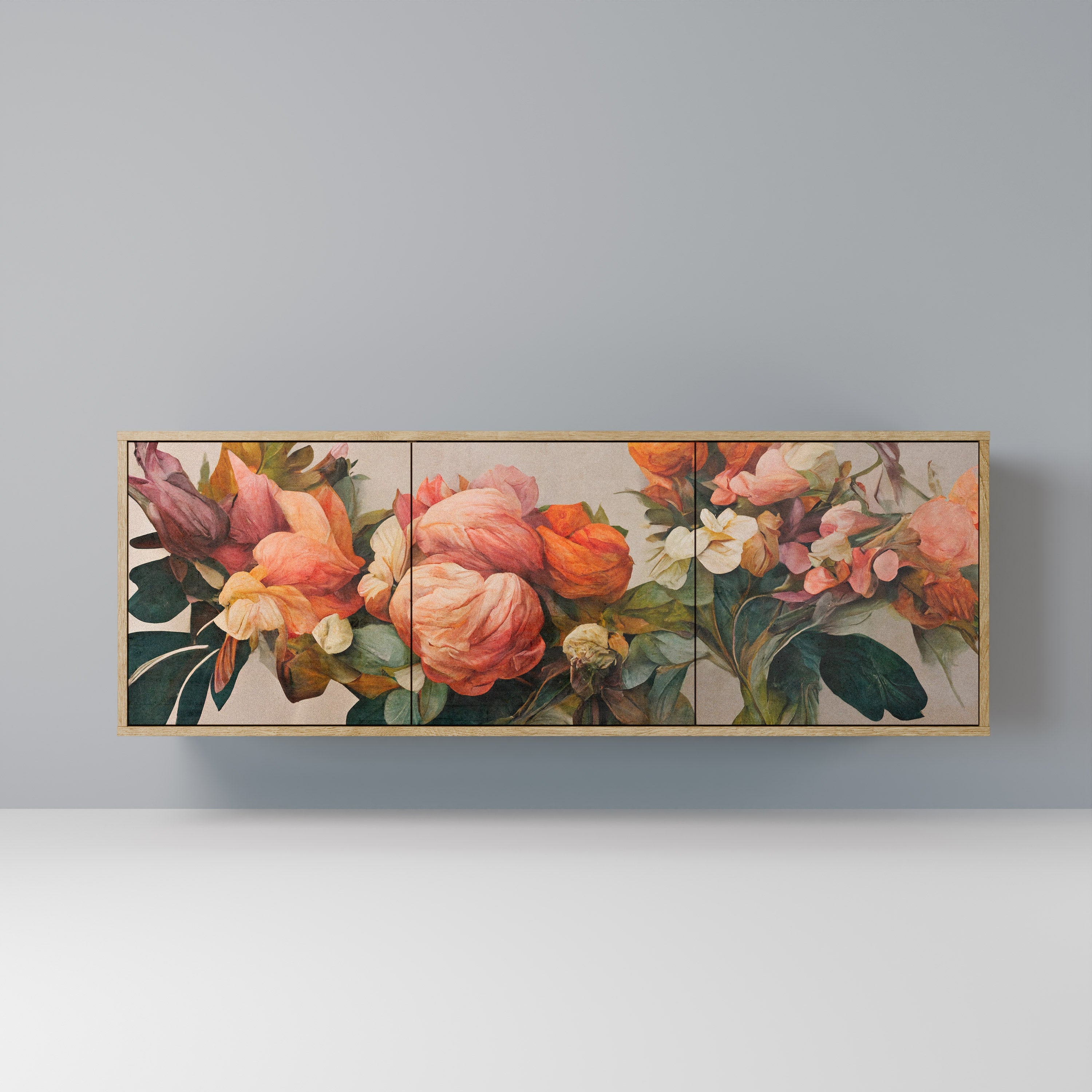 STYLISH BEAUTY Aparador de 3 Portas em Efeito Carvalho