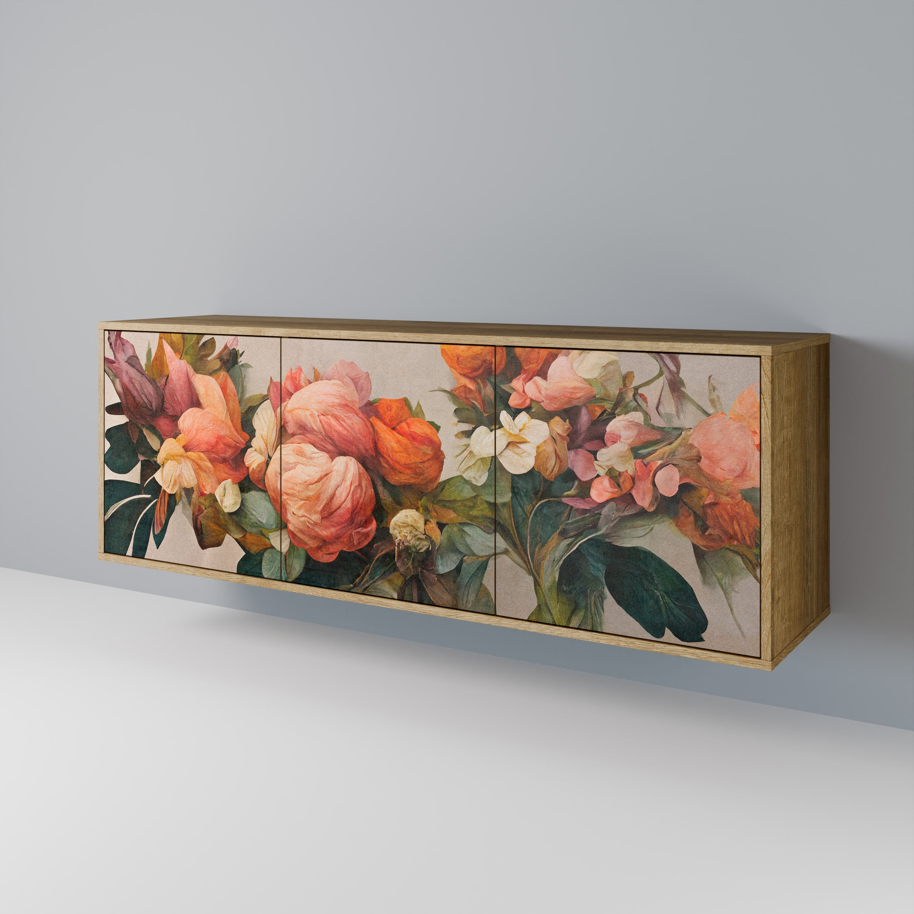 STYLISH BEAUTY Aparador de 3 Portas em Efeito Carvalho