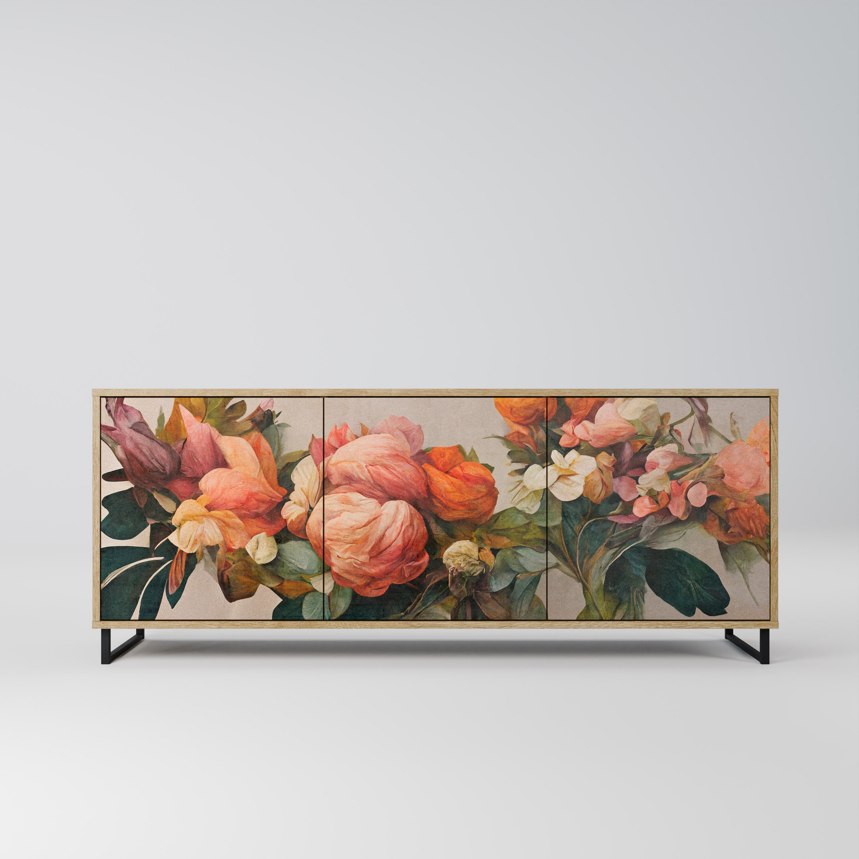 STYLISH BEAUTY Aparador de 3 Portas em Efeito Carvalho