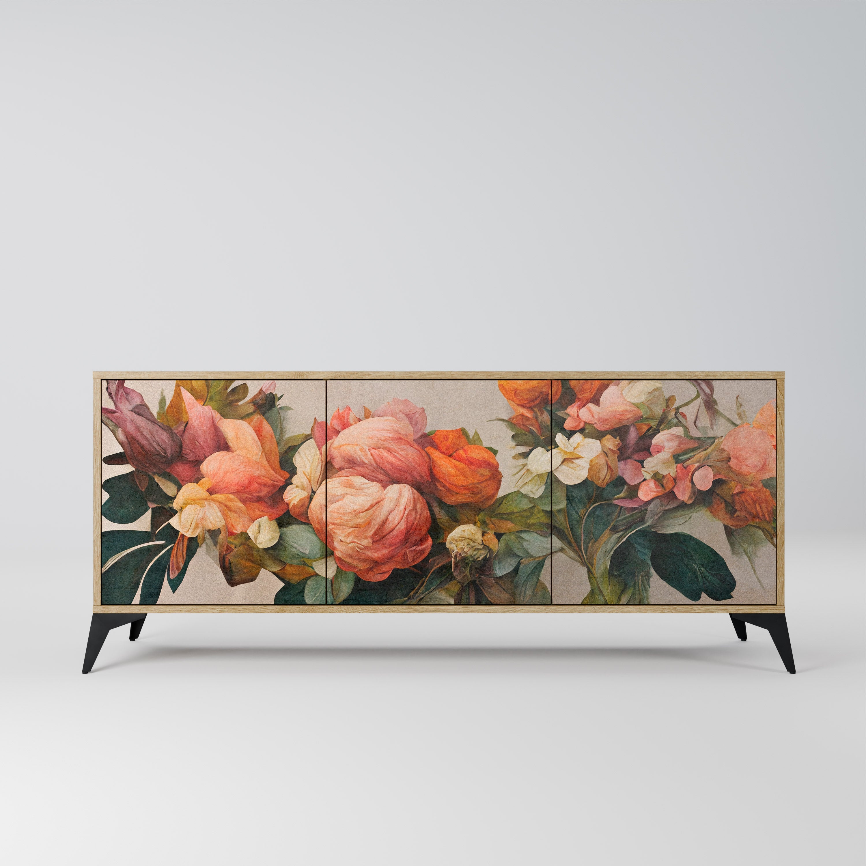 STYLISH BEAUTY Aparador de 3 Portas em Efeito Carvalho