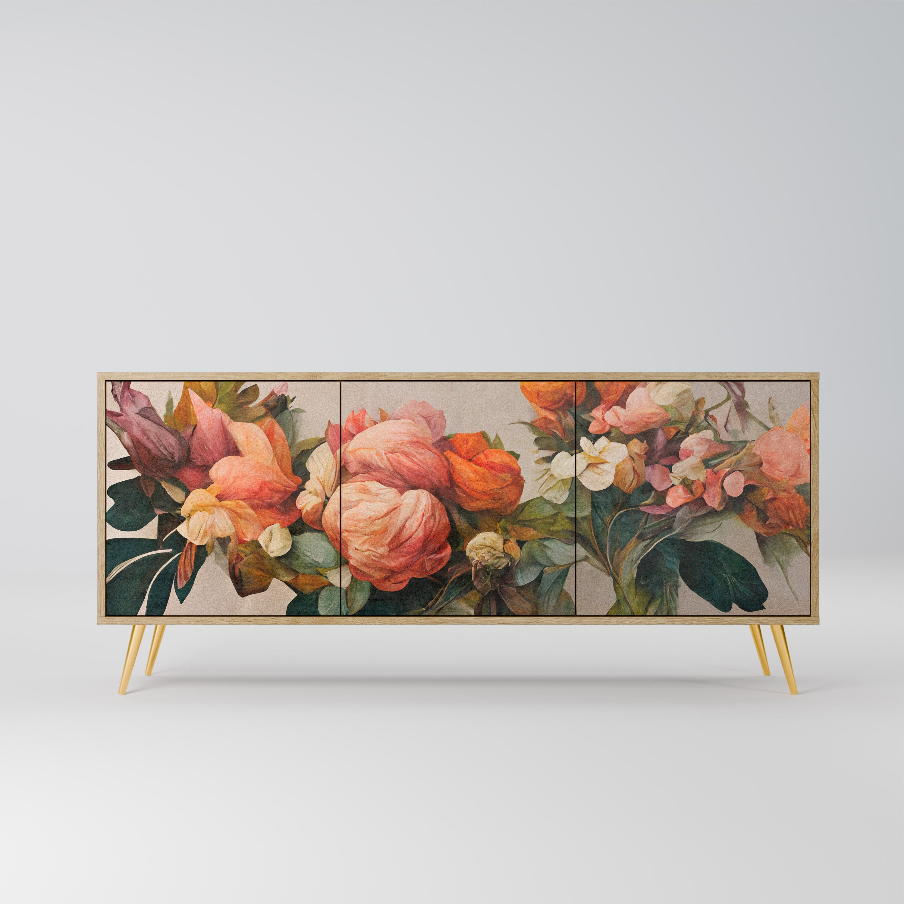 STYLISH BEAUTY Aparador de 3 Portas em Efeito Carvalho