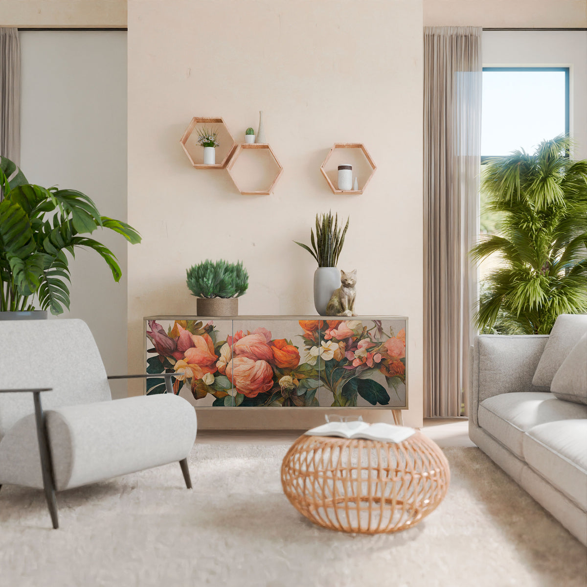 STYLISH BEAUTY Aparador de 3 Portas