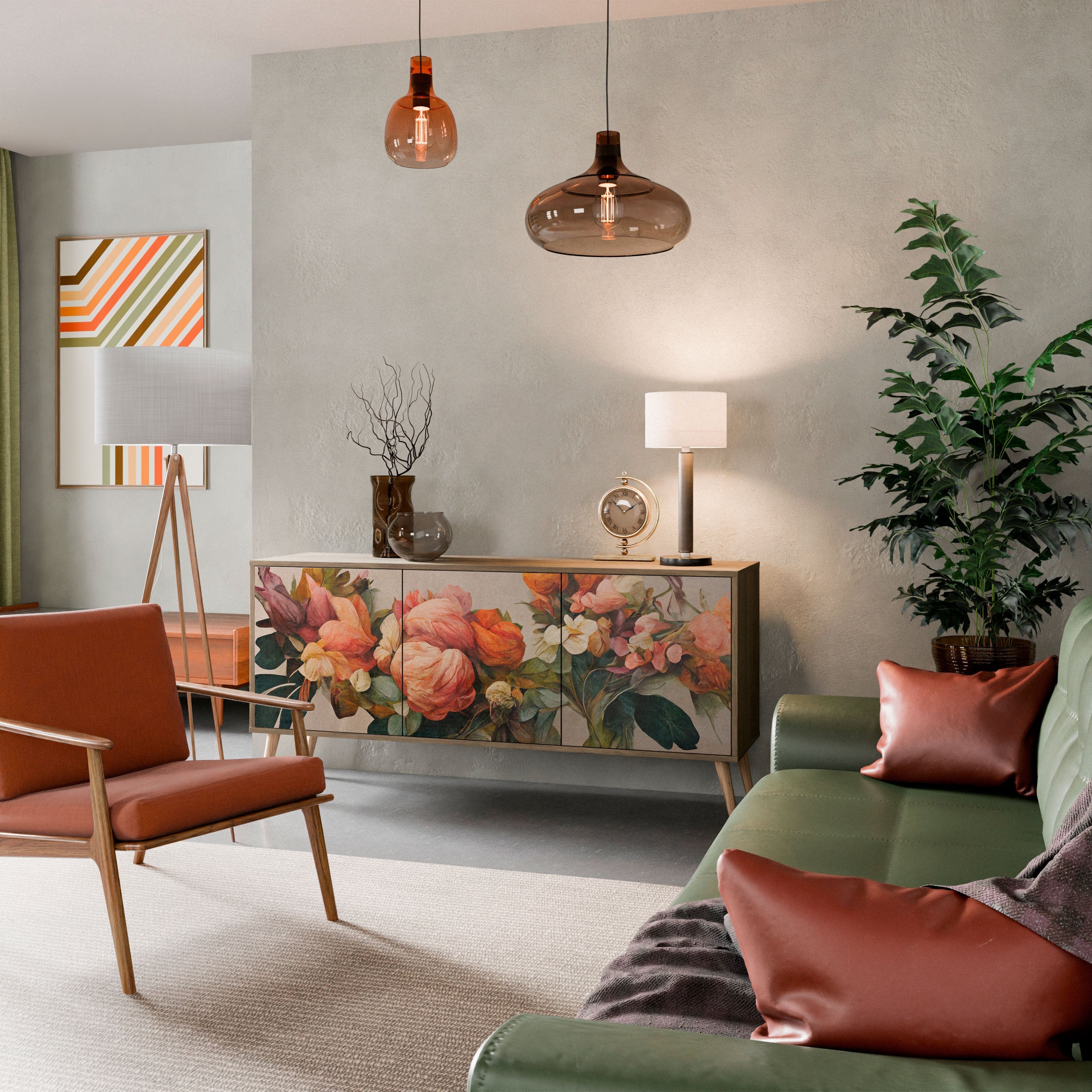 STYLISH BEAUTY Aparador de 3 Portas em Efeito Carvalho