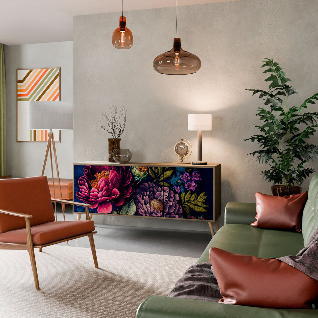 BLOOMING ELEGANCE Aparador de 3 Portas em Efeito Carvalho