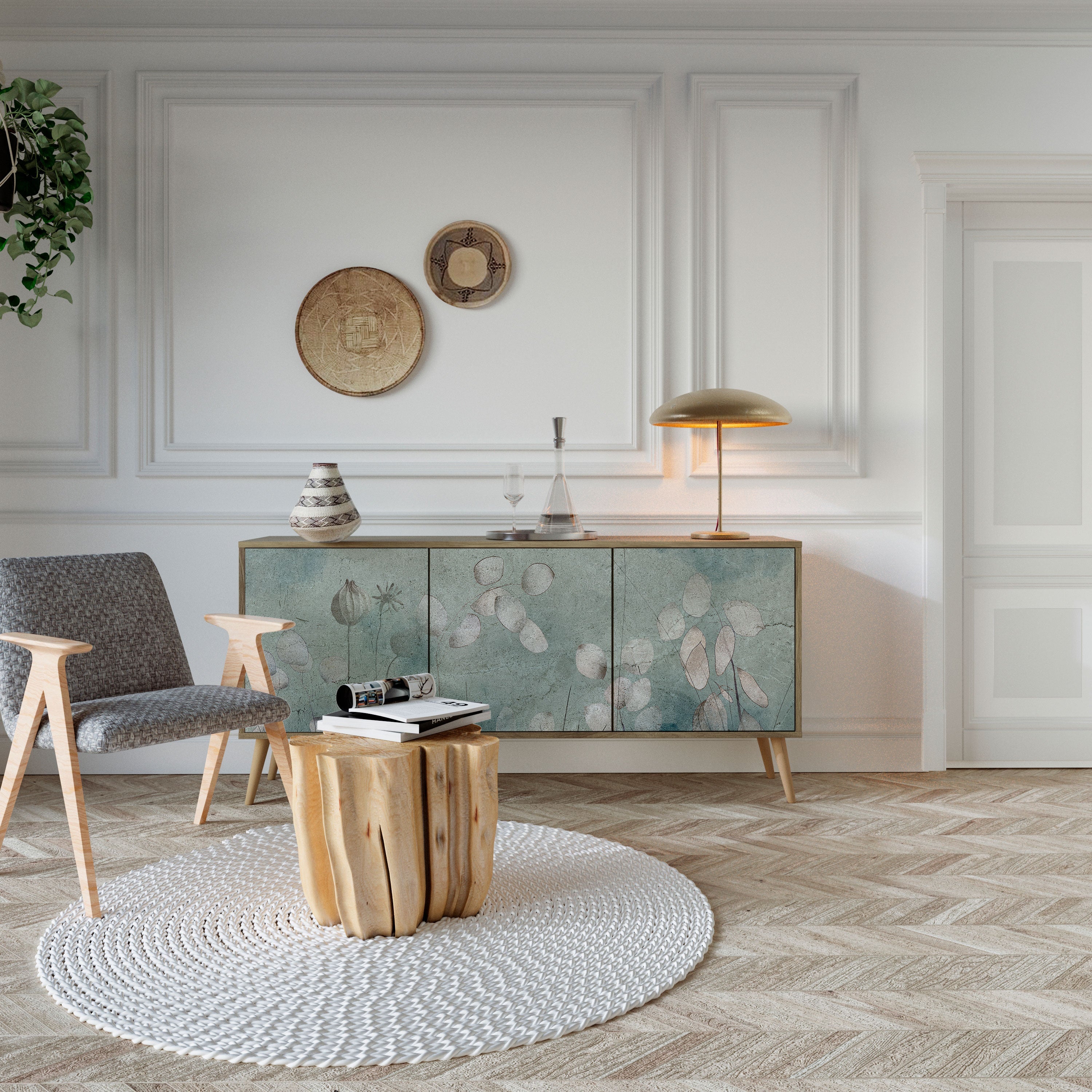 NIGHT LADY Aparador de 3 Portas em Efeito Carvalho