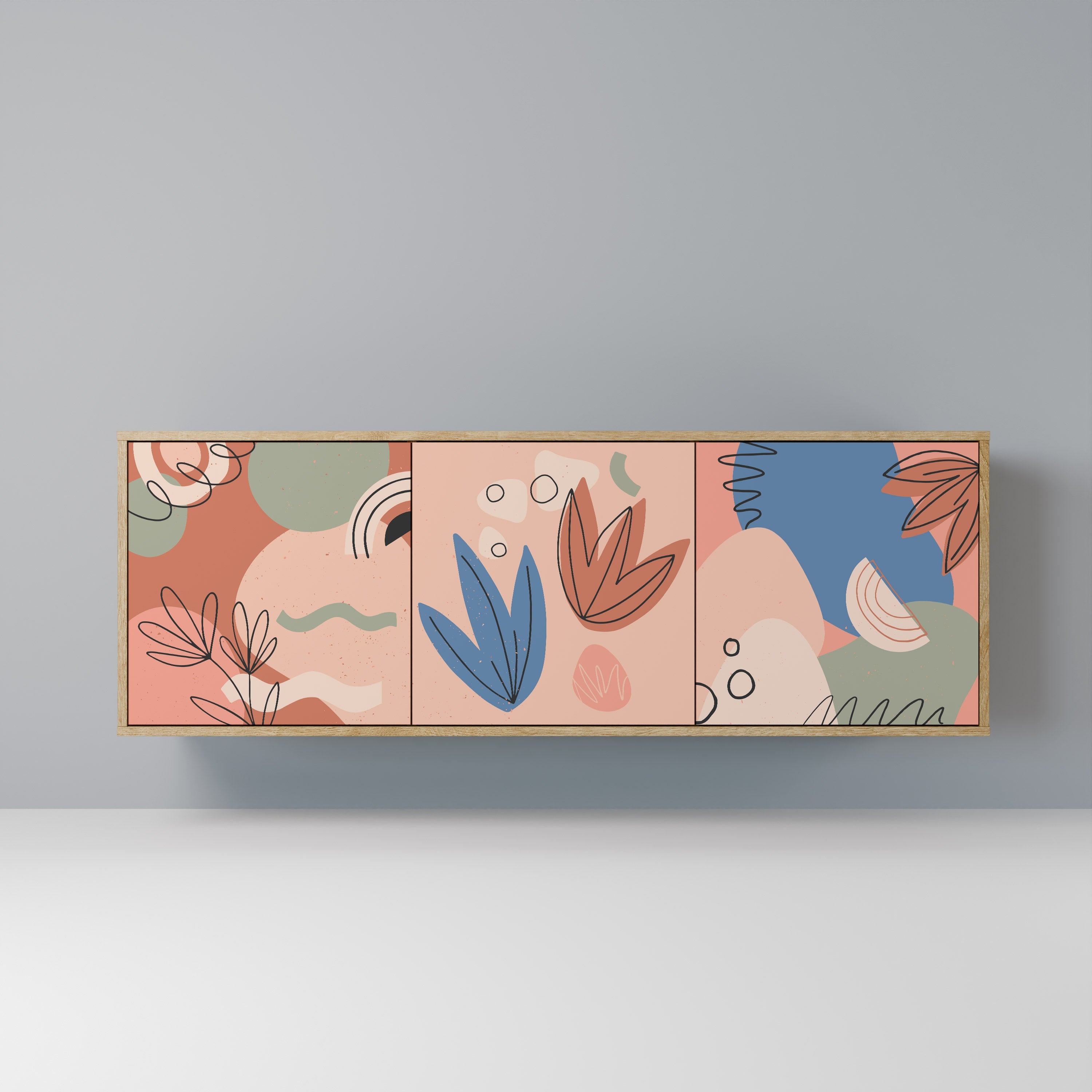 PASTEL DESTINY Aparador de 3 Portas em Efeito Carvalho