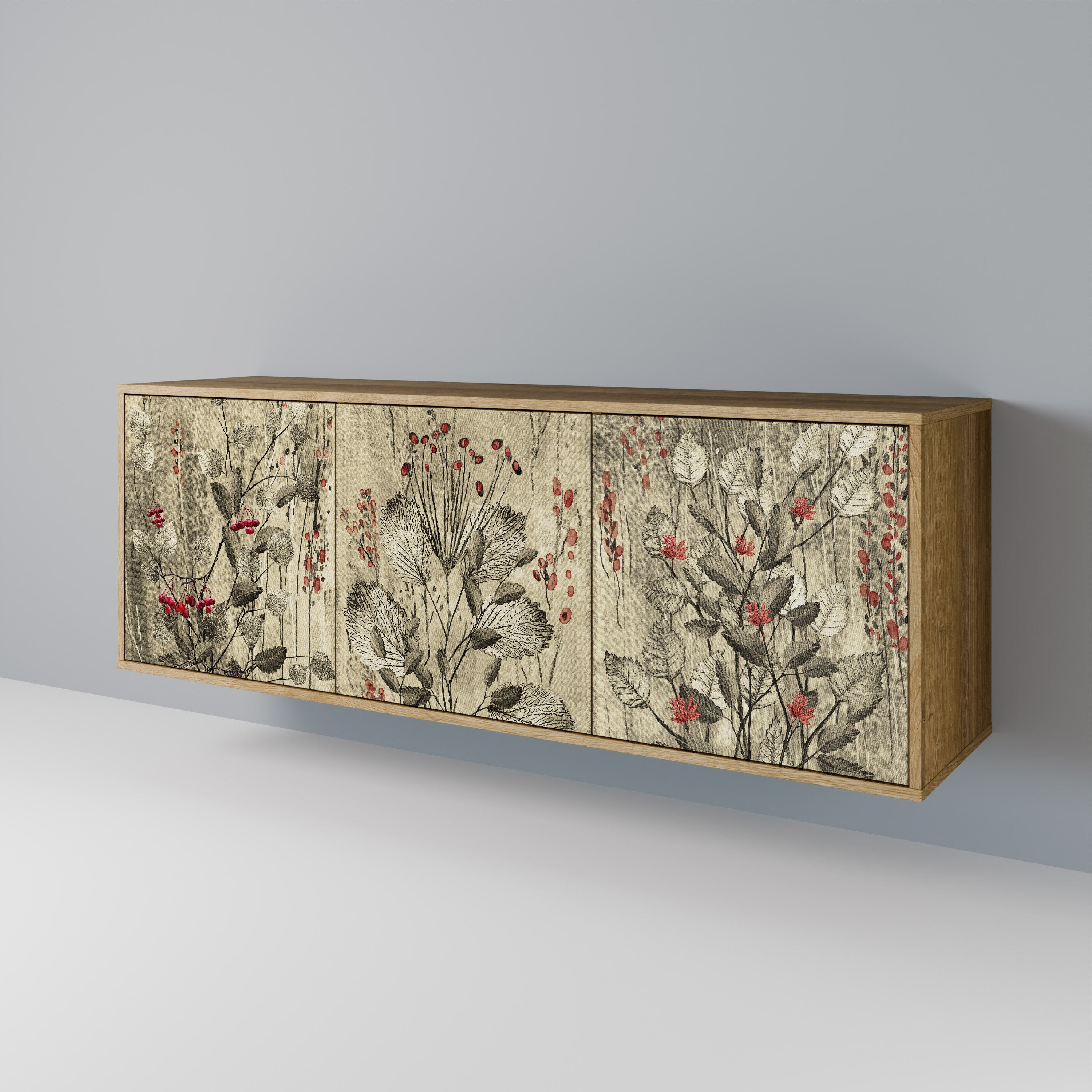 HERBAL GRACE Aparador de 3 Portas em Efeito Carvalho