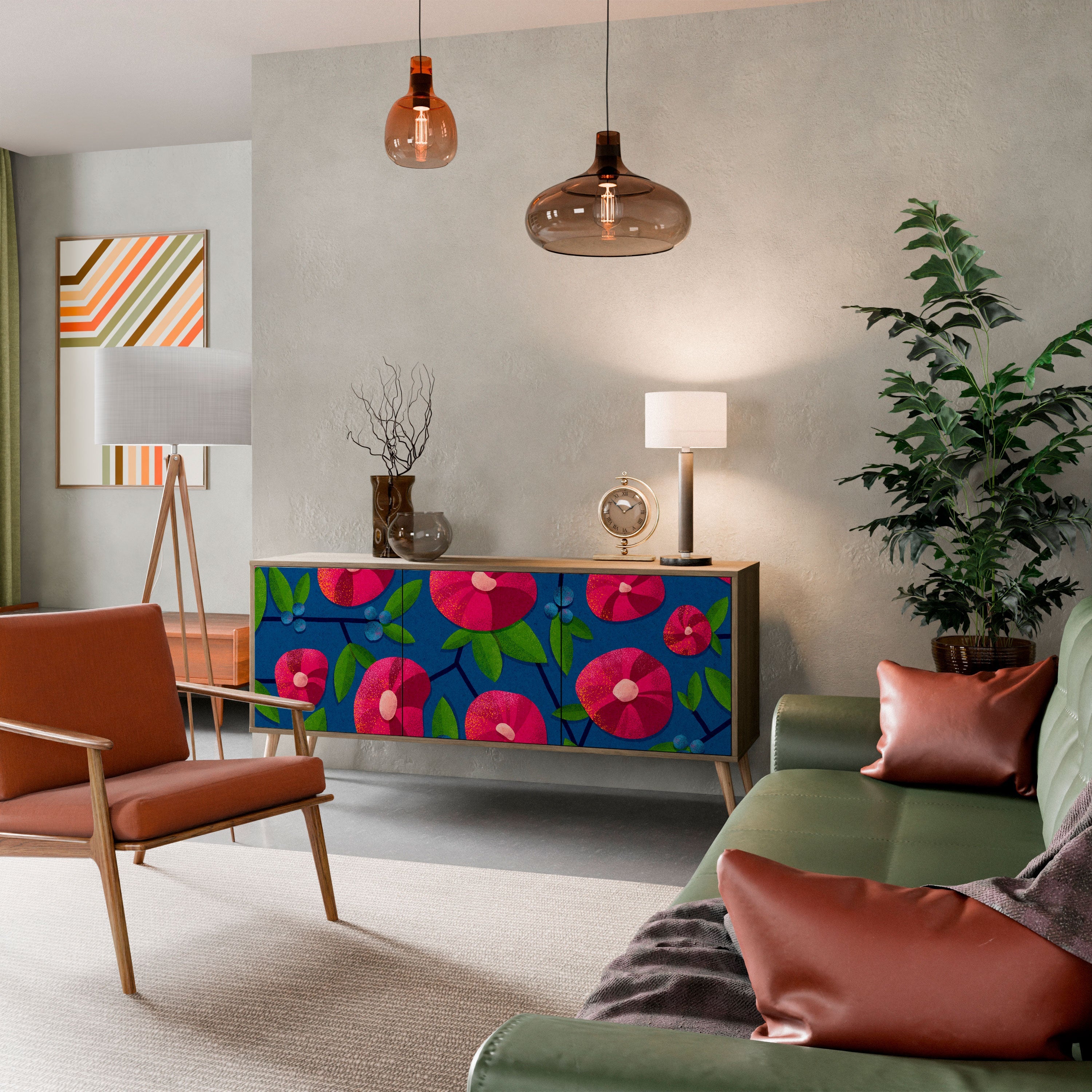 SPRING THOUGHTS Aparador de 3 Portas em Efeito Carvalho