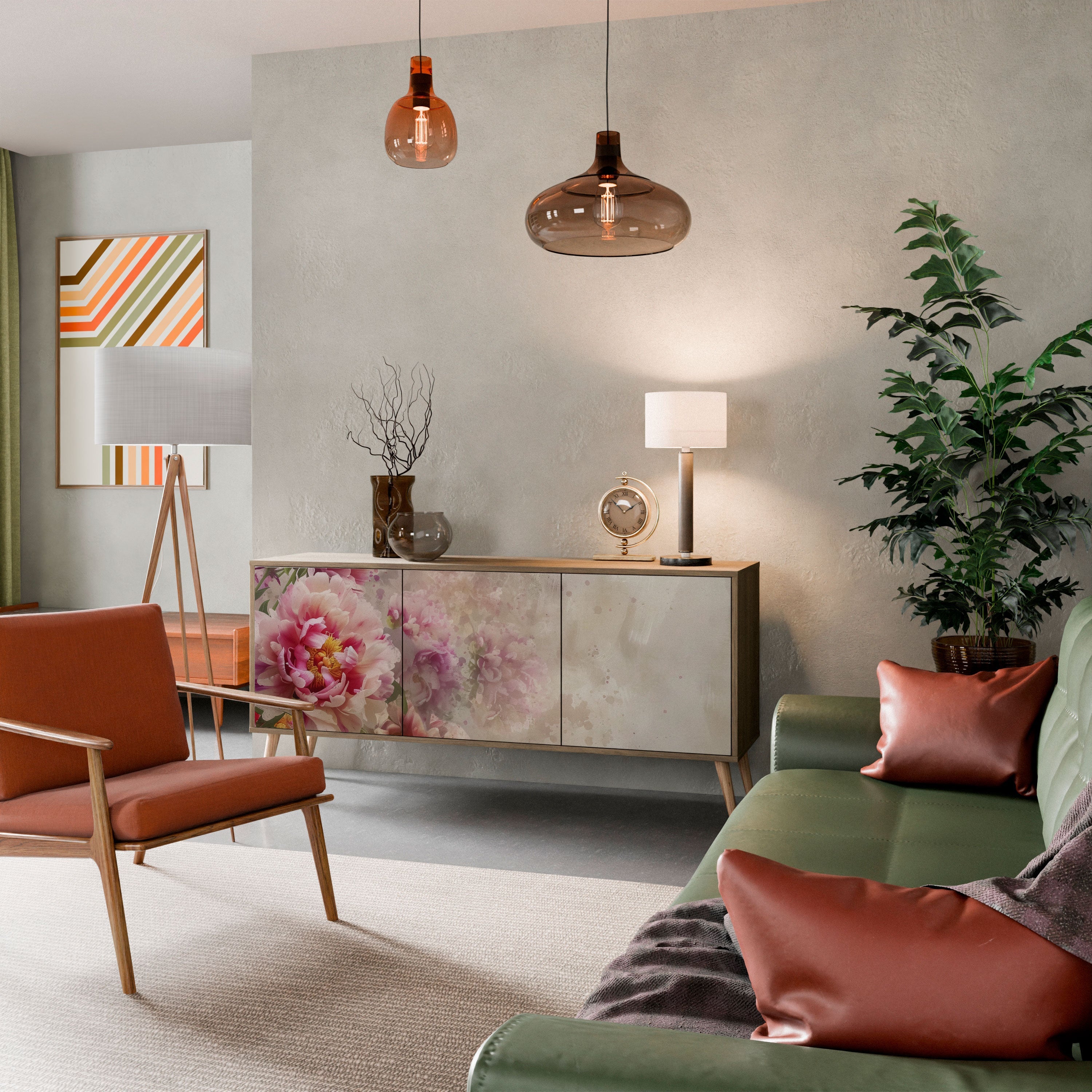 PEONY WHISPER Aparador de 3 Portas em Efeito Carvalho