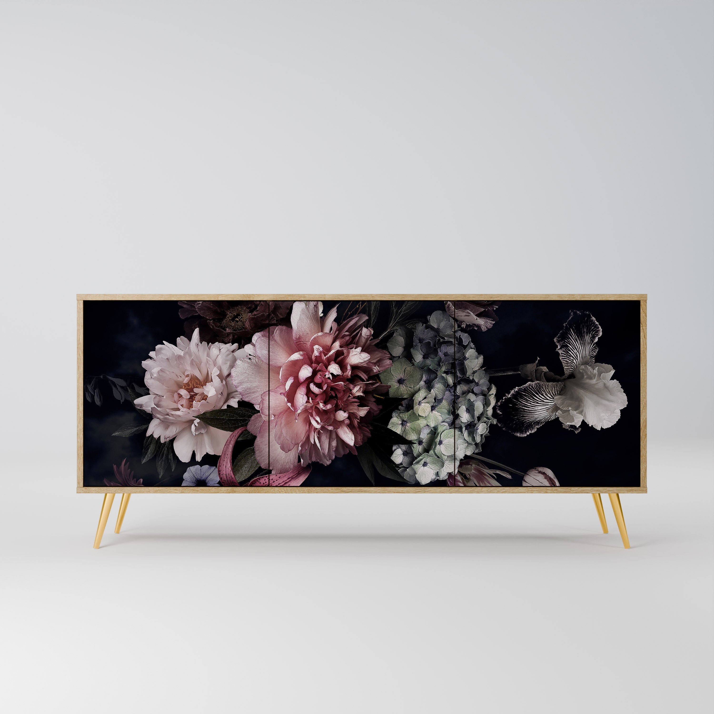 PURE BLOSSOM Aparador de 3 Portas em Efeito Carvalho