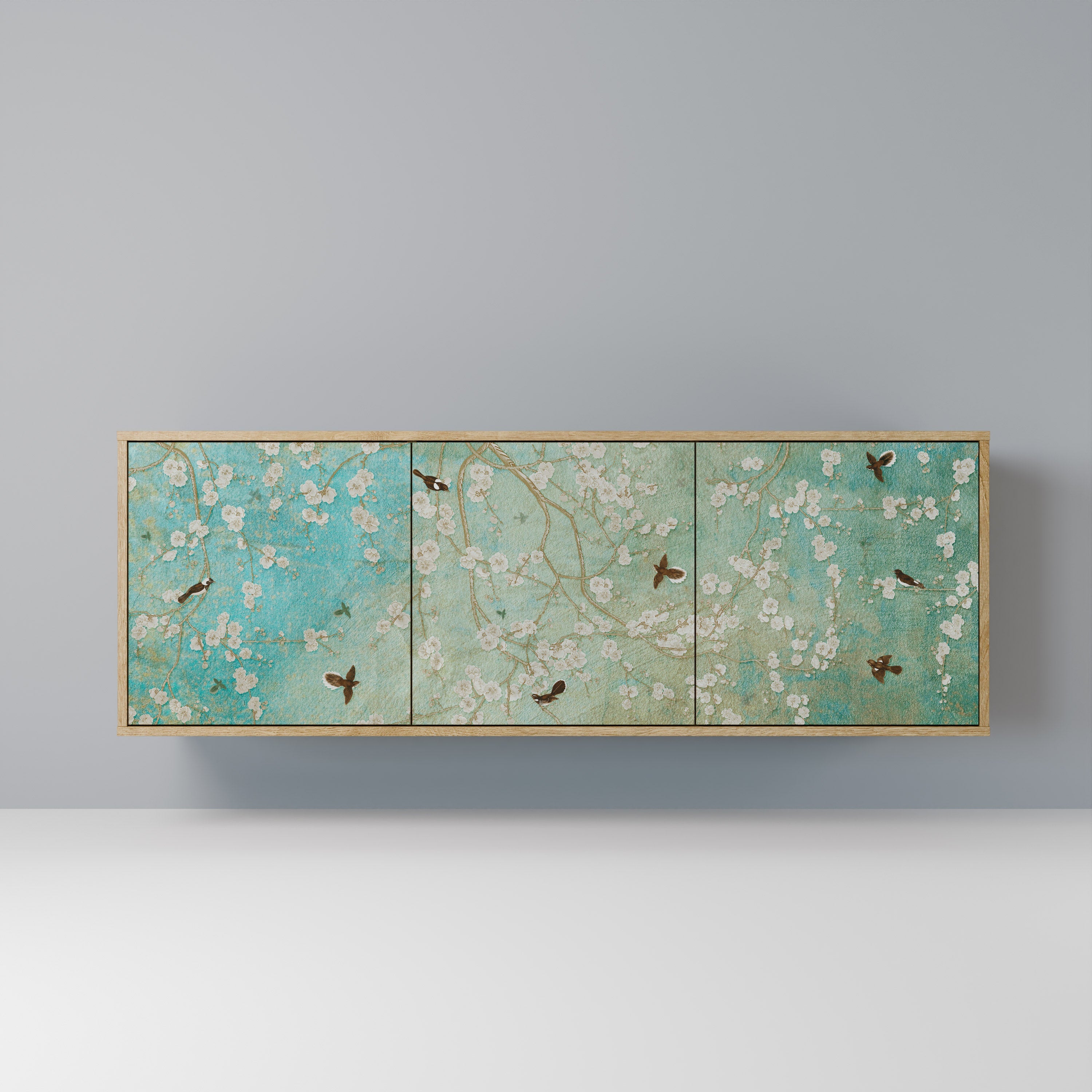 BLOOMING CHARM Aparador de 3 Portas em Efeito Carvalho