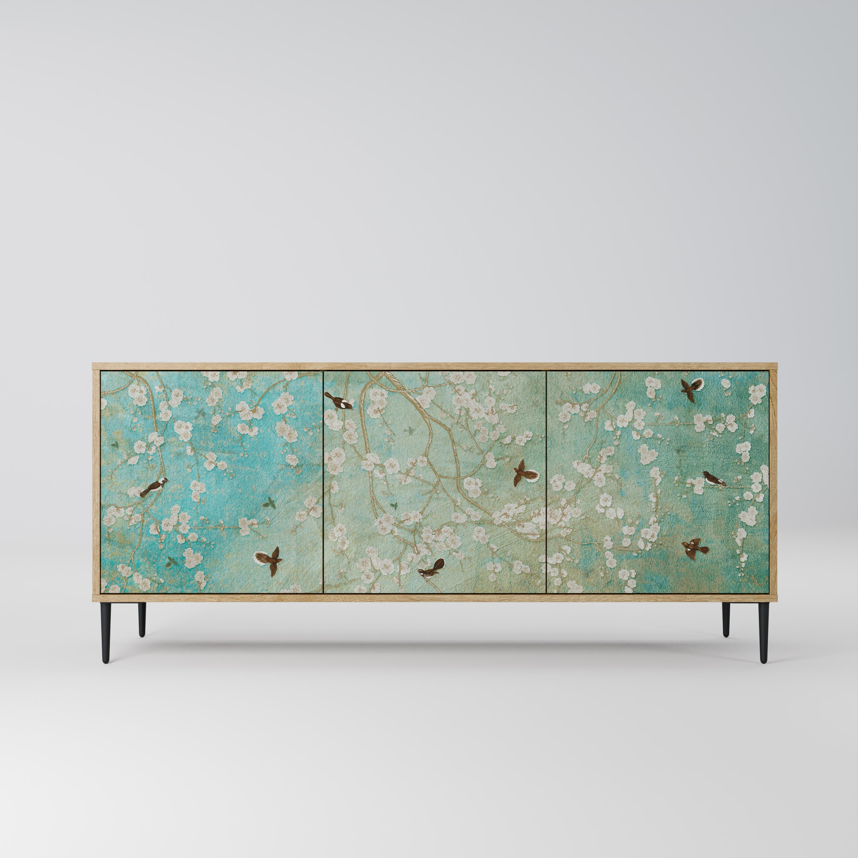 BLOOMING CHARM Aparador de 3 Portas em Efeito Carvalho