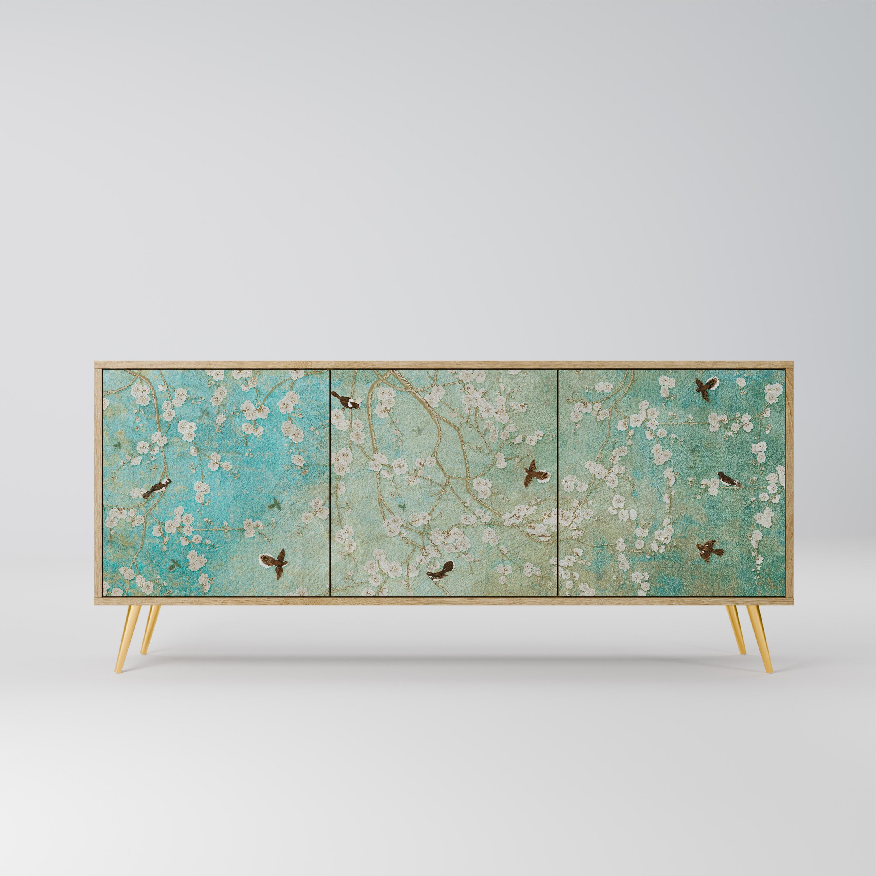 BLOOMING CHARM Aparador de 3 Portas em Efeito Carvalho