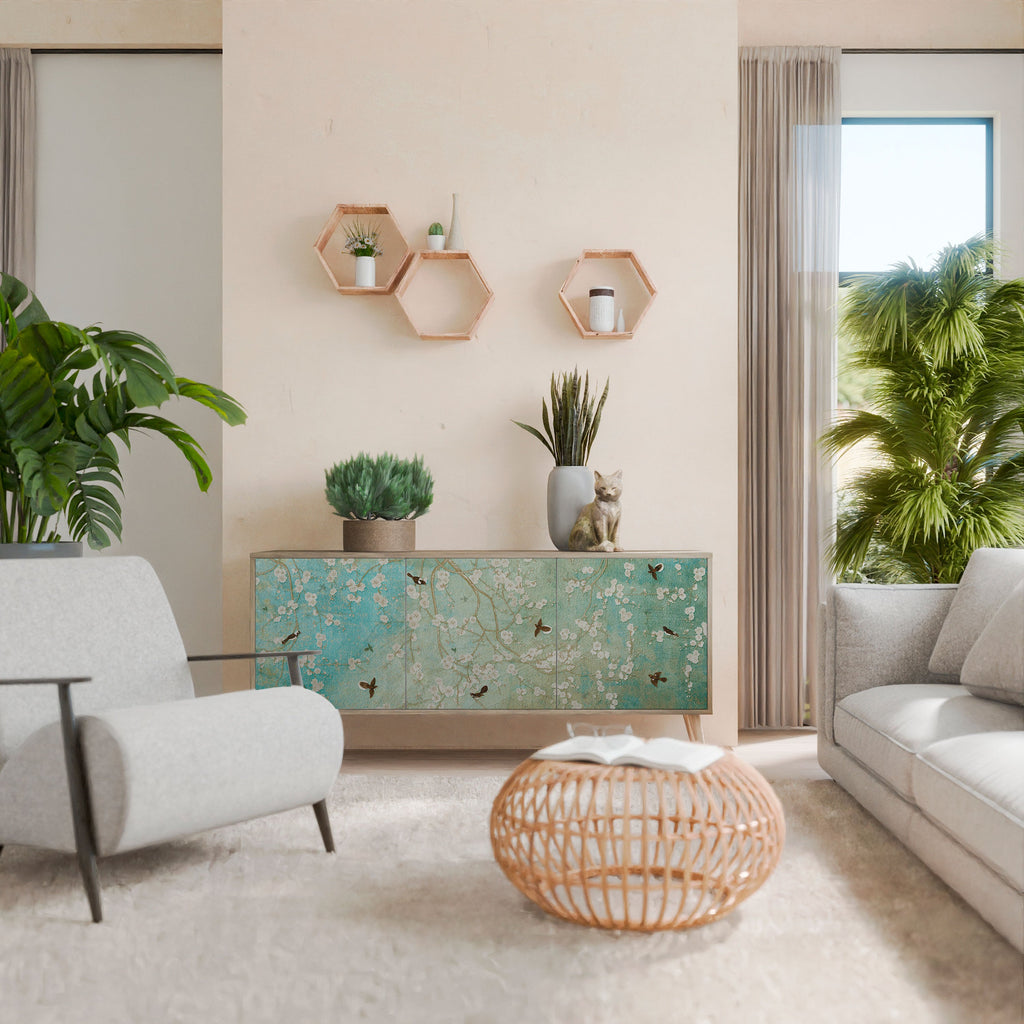 BLOOMING CHARM Aparador de 3 Portas em Efeito Carvalho