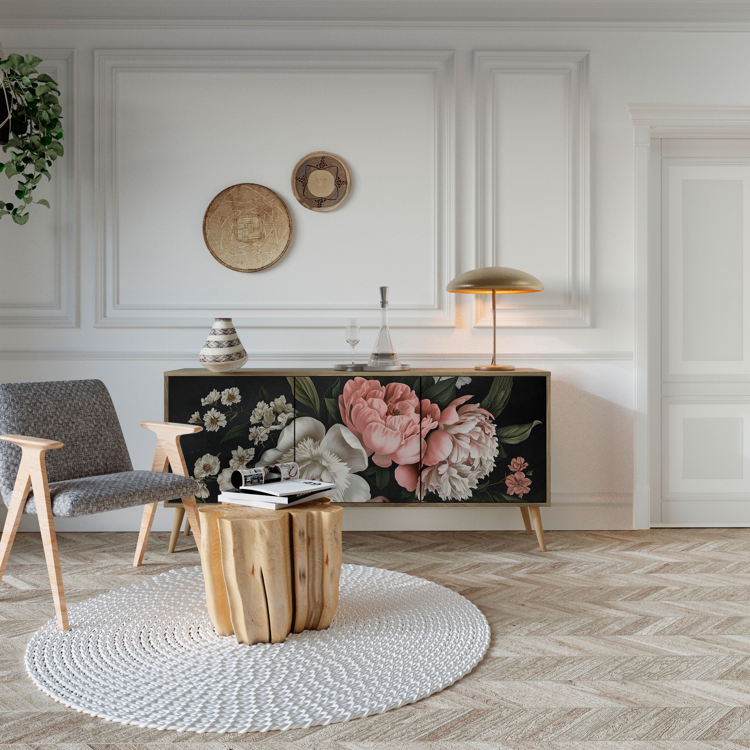 LUSH ELEGANCE Aparador de 3 Portas em Efeito Carvalho