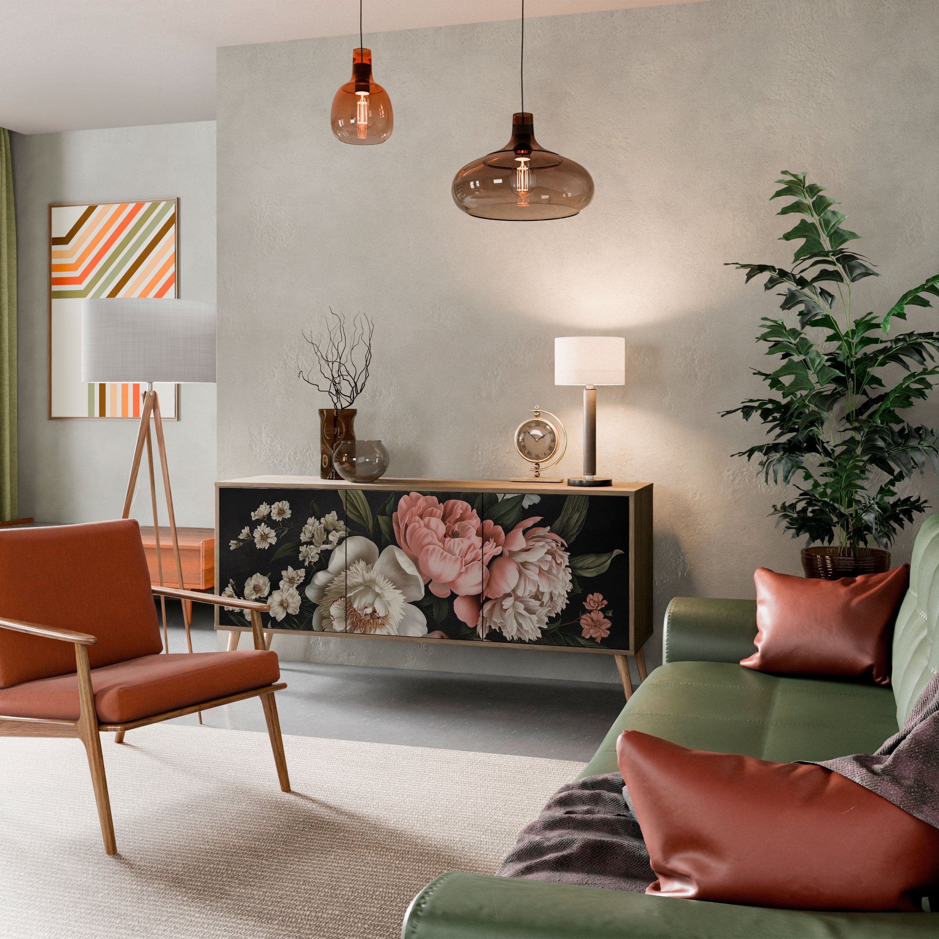 LUSH ELEGANCE Aparador de 3 Portas em Efeito Carvalho