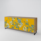 YELLOW CHINOISERIE 3-Door Sideboard in Oak Effect