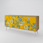 YELLOW CHINOISERIE 3-Door Sideboard in Oak Effect