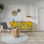 YELLOW CHINOISERIE 3-Door Sideboard in Oak Effect