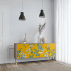 YELLOW CHINOISERIE 3-Door Sideboard in Oak Effect