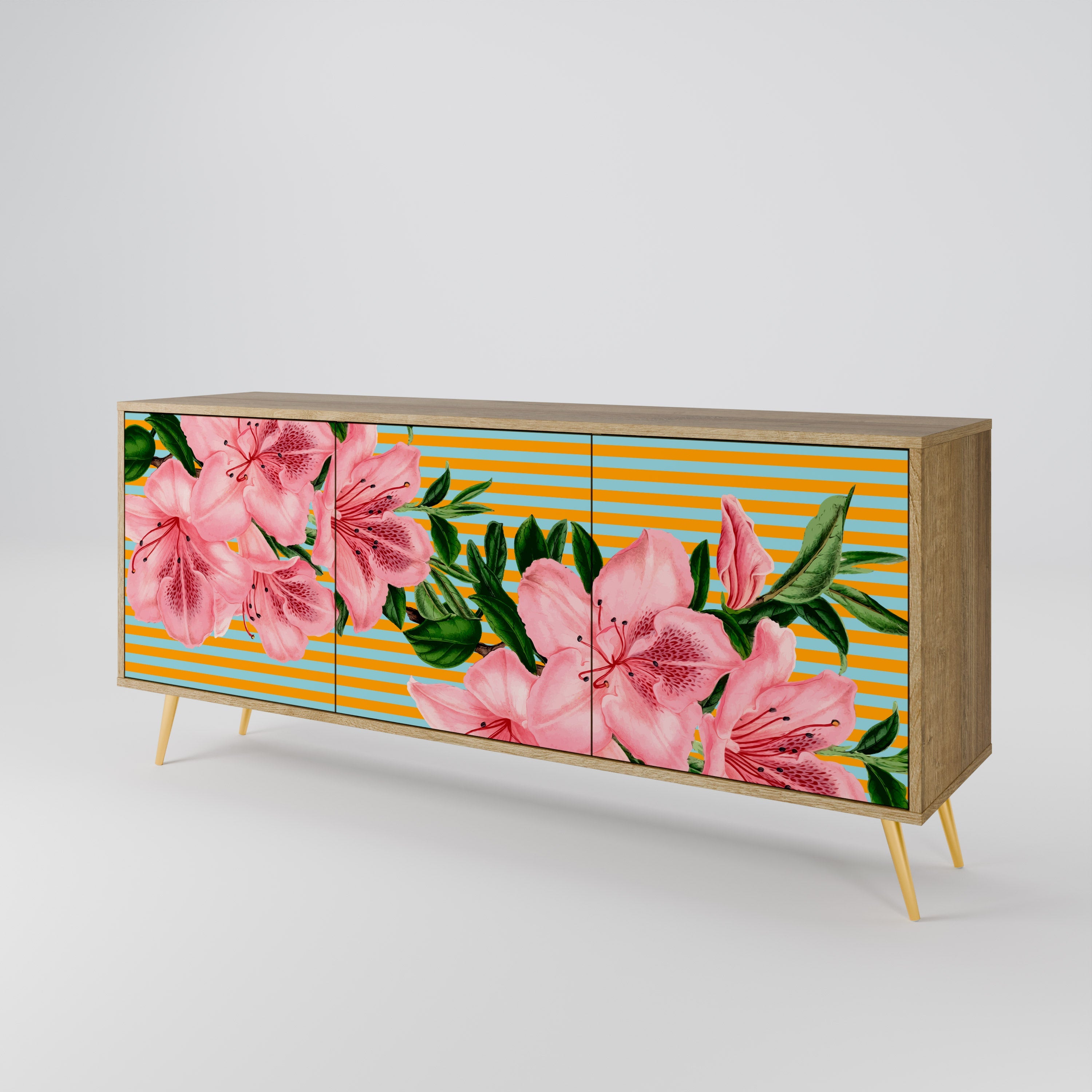 FRAGILE BEAUTY 3-Door Sideboard in Oak Effect