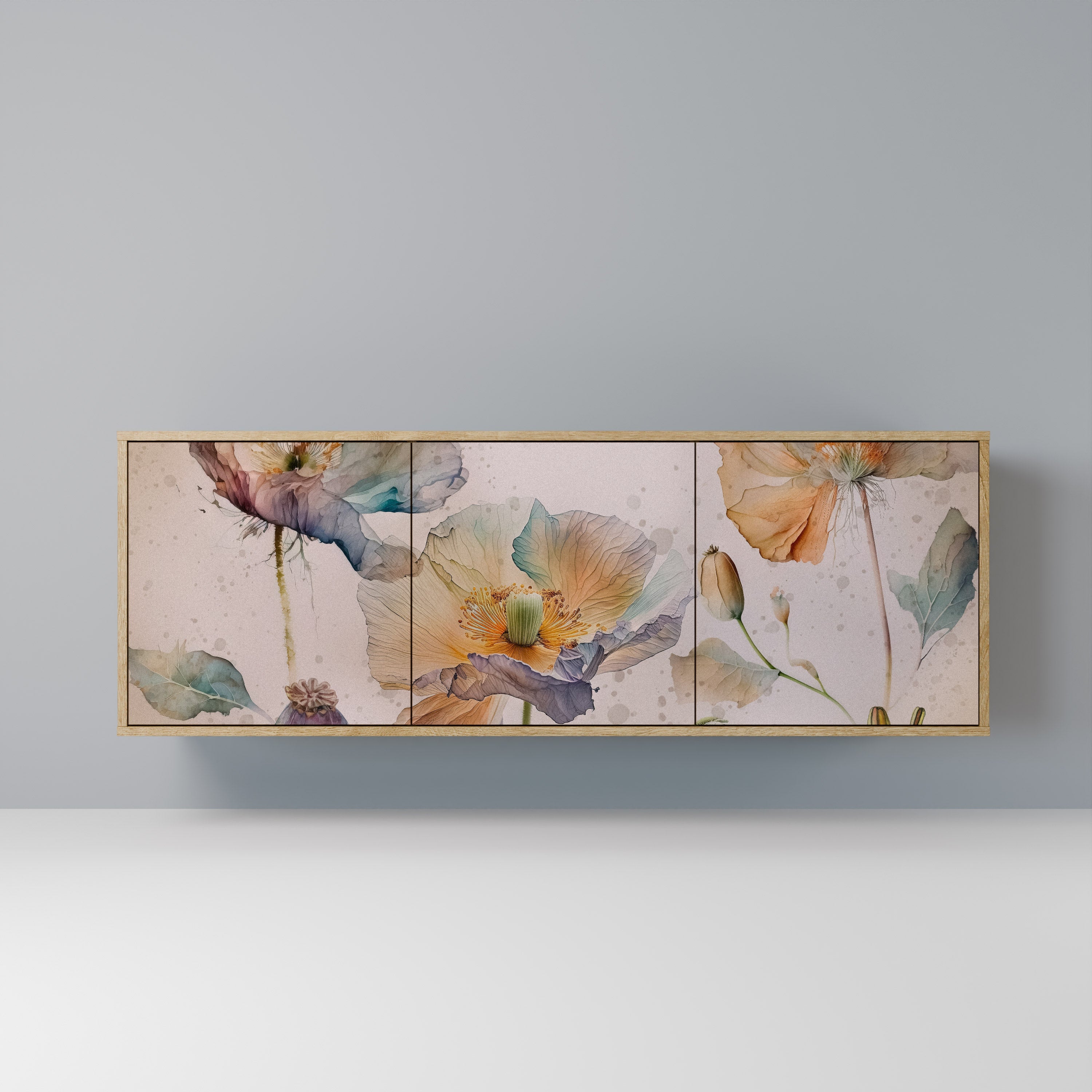 SOFTEN POPPY Aparador de 3 Portas em Efeito Carvalho