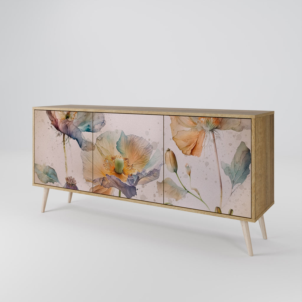 SOFTEN POPPY 3-Door Sideboard in Oak Effect