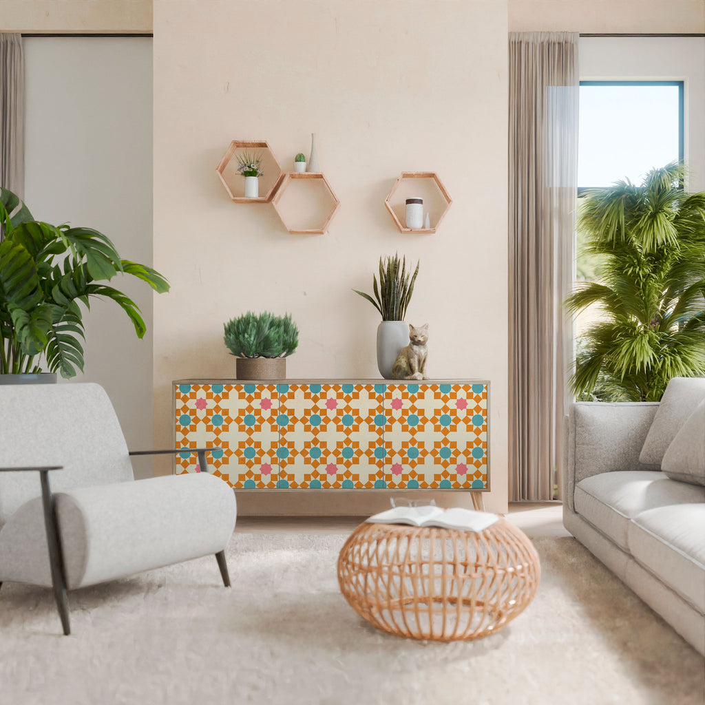 FLORAL DECOR Aparador de 3 Portas em Efeito Carvalho