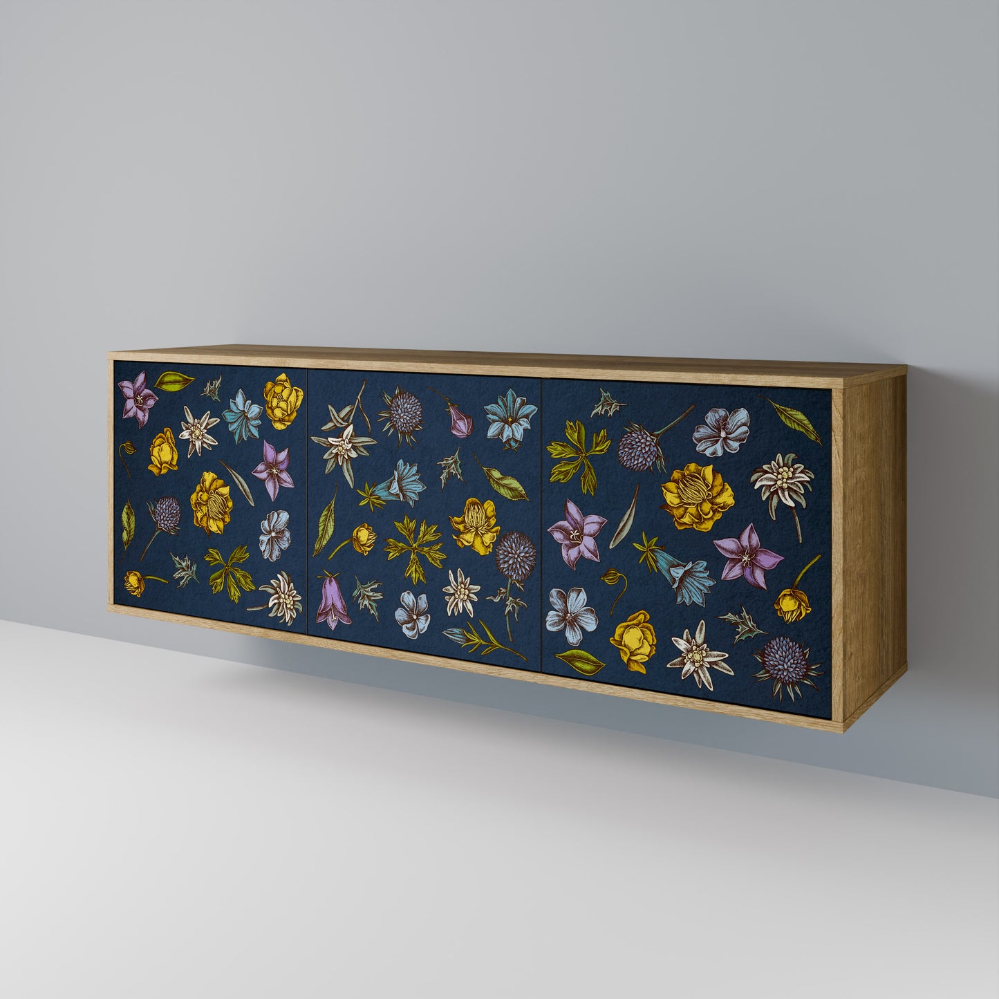 FLOWERS ON NAVY BLUE Aparador de 3 Portas