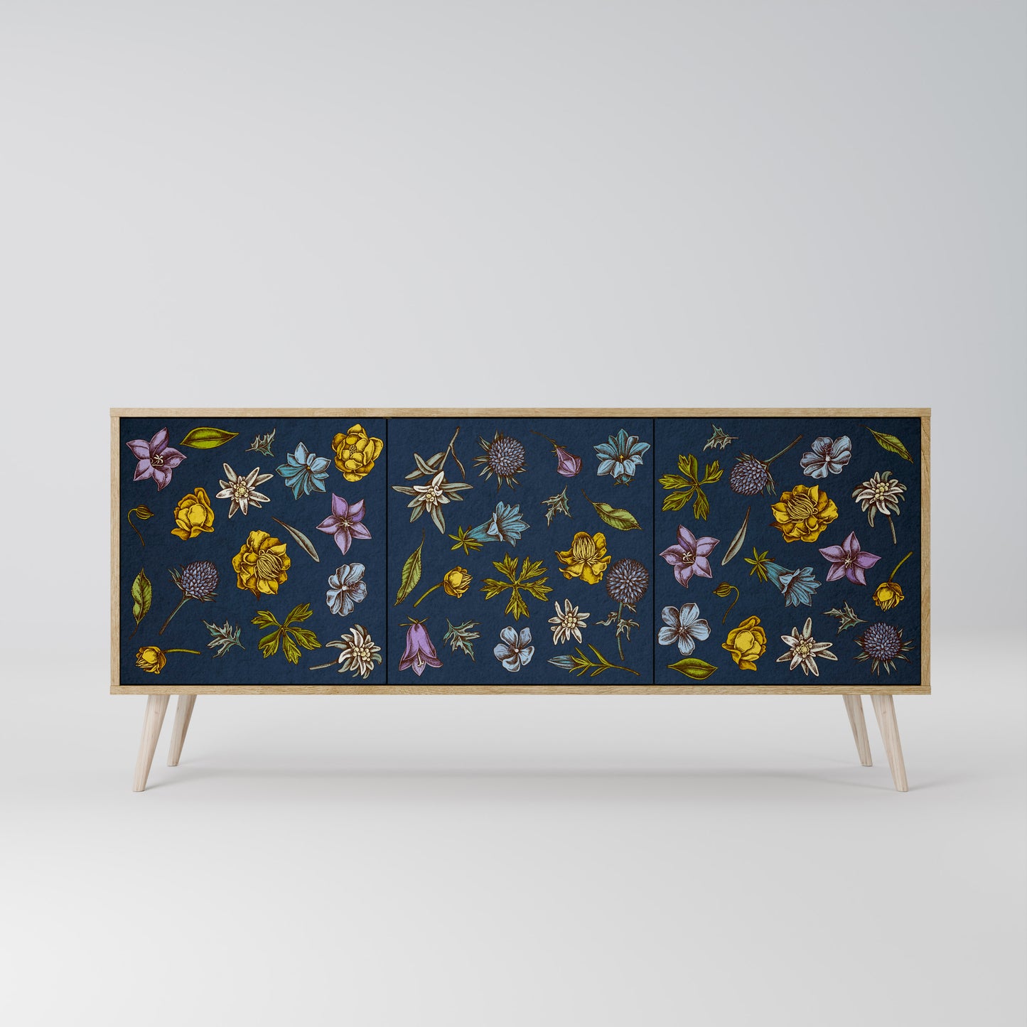 FLOWERS ON NAVY BLUE Aparador de 3 Portas