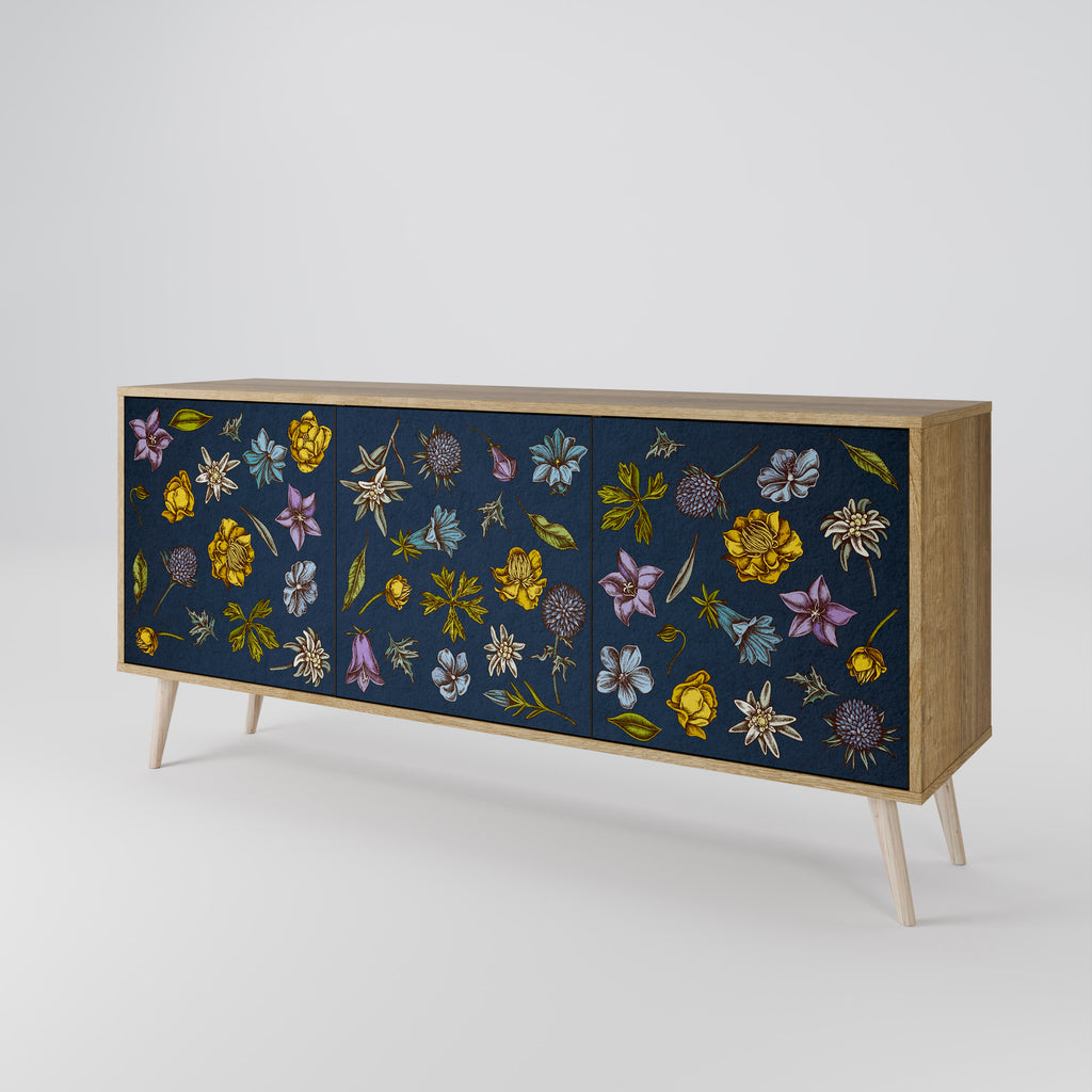 FLOWERS ON NAVY BLUE Aparador de 3 Portas