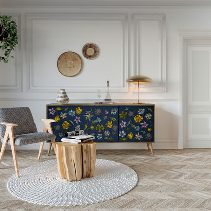 FLOWERS ON NAVY BLUE Aparador de 3 Portas