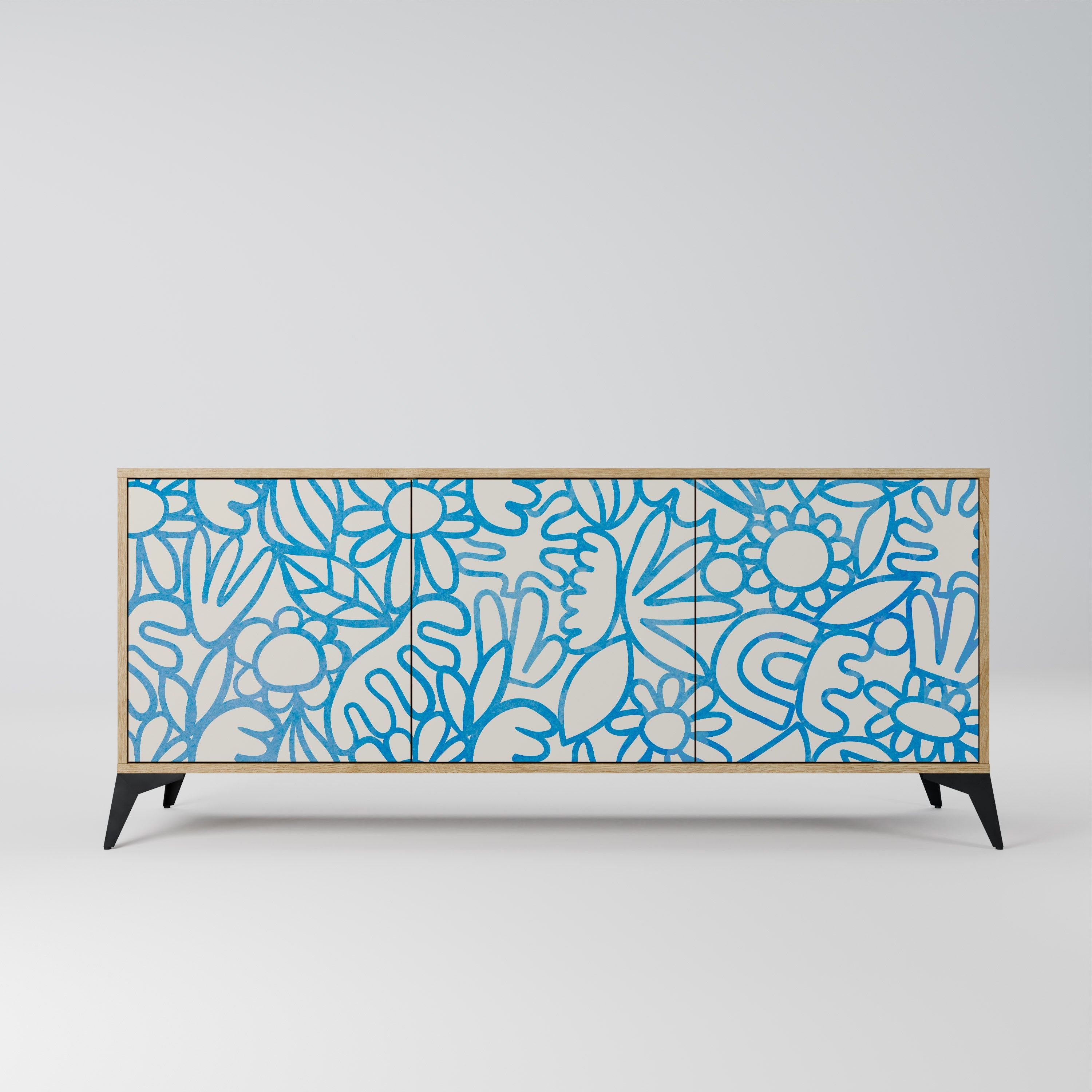 BLOOMY MORNING Aparador de 3 Portas em Efeito Carvalho