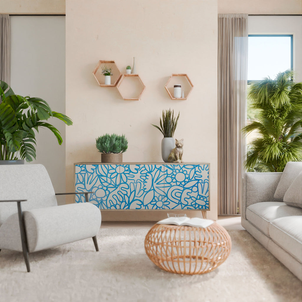 BLOOMY MORNING Aparador de 3 Portas em Efeito Carvalho