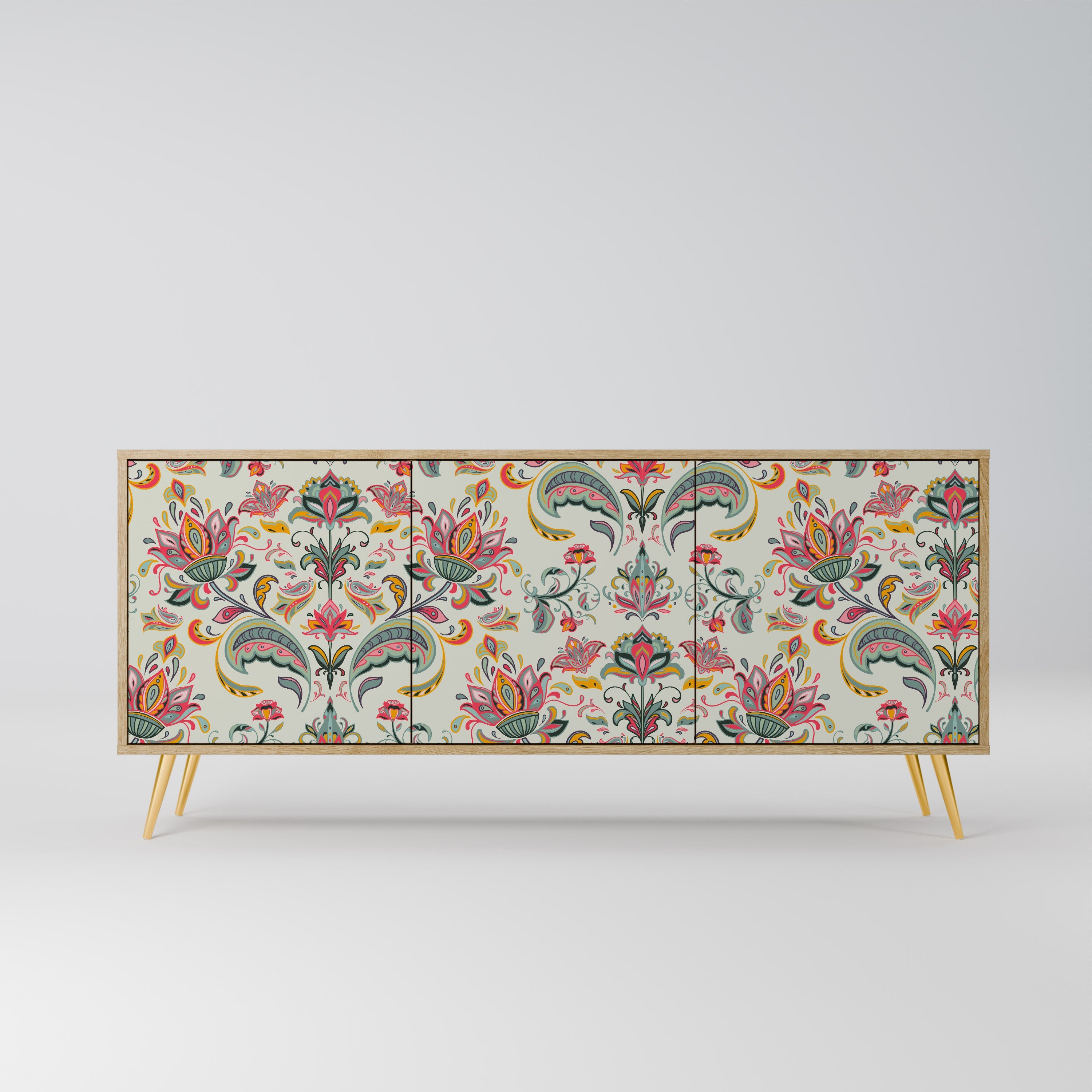 ORGANIC FOLKLORE Aparador de 3 Portas em Efeito Carvalho